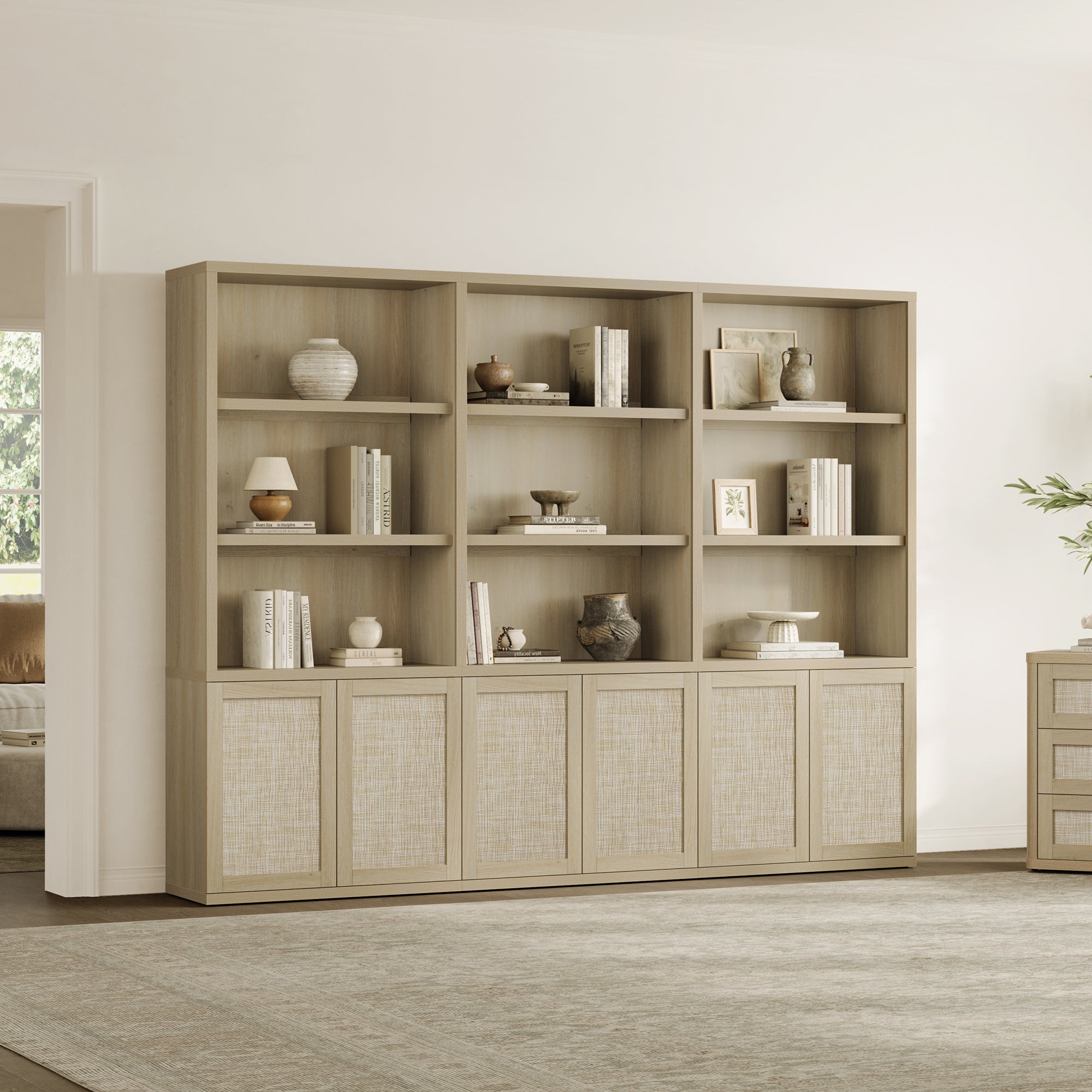Zura Rattan Bookcase, 71 Inches Tall