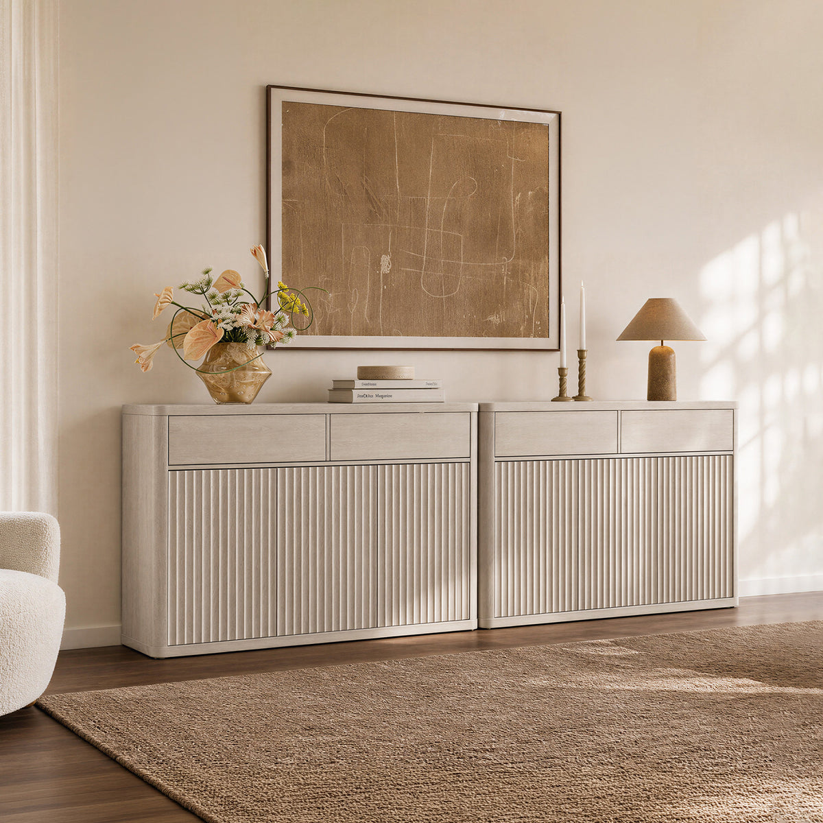Cas Sideboard Cabinet, Fluted Style