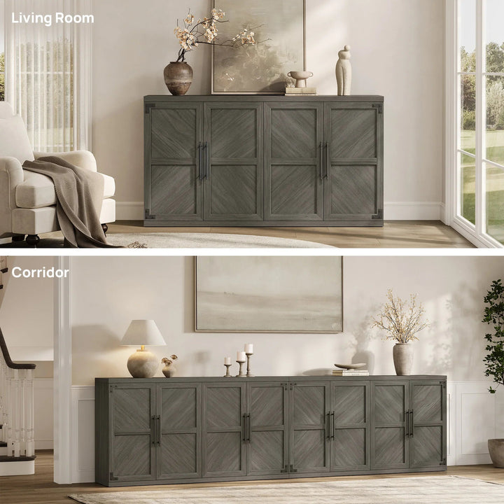 Willow Farmhouse Sideboard with 4 Doors, Set of 2