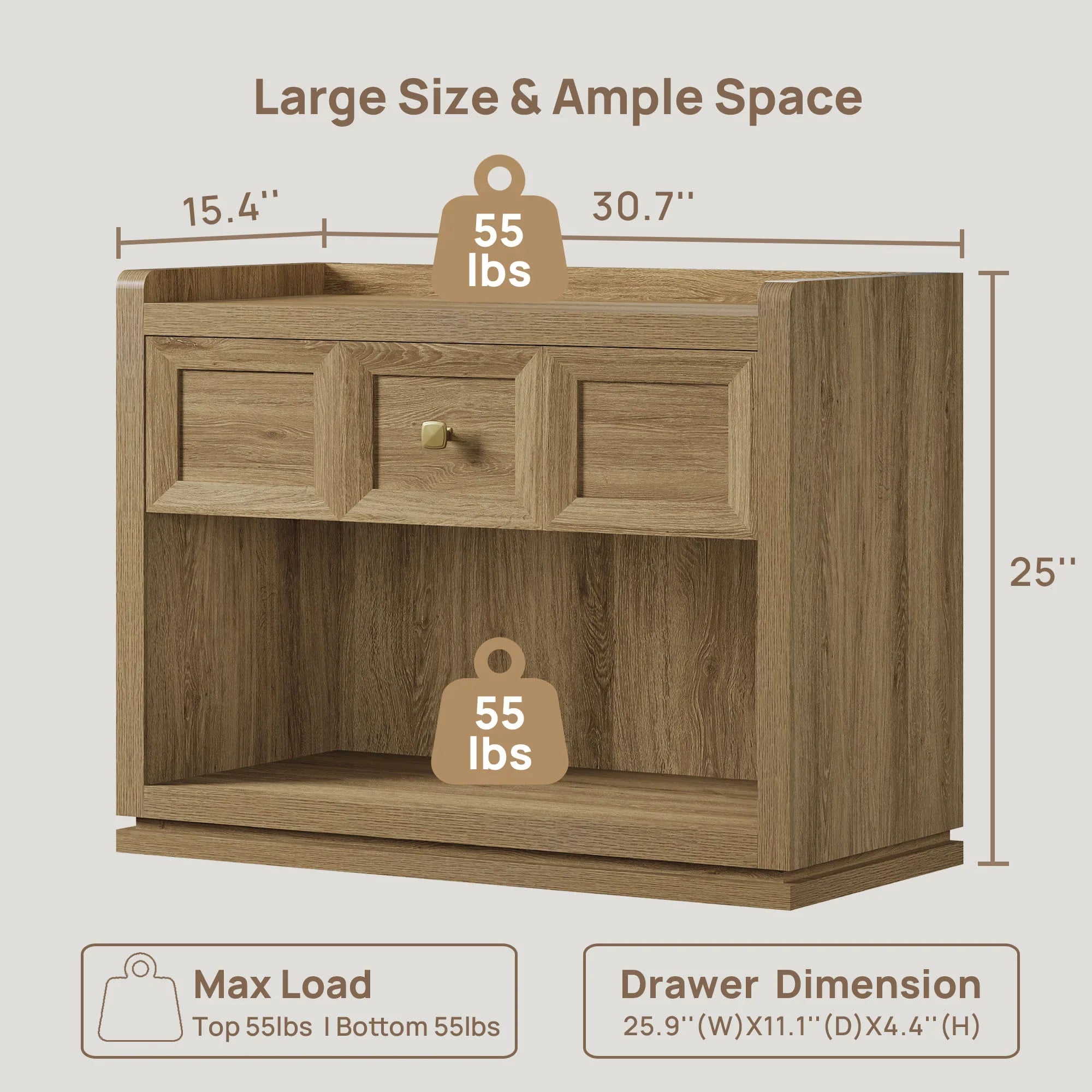 Helio 6-Drawer Dresser and Nightstands Set For Living Room