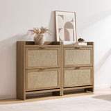 Savanna Rattan Double Flip Shoe Cabinet, Set of 2