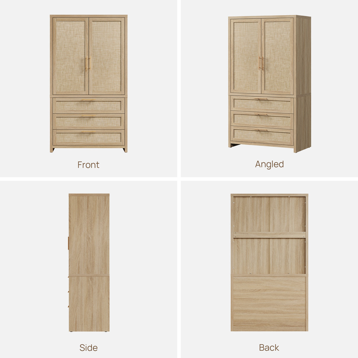 Savanna Boho Wardrobe with Large Storage, Set of 3