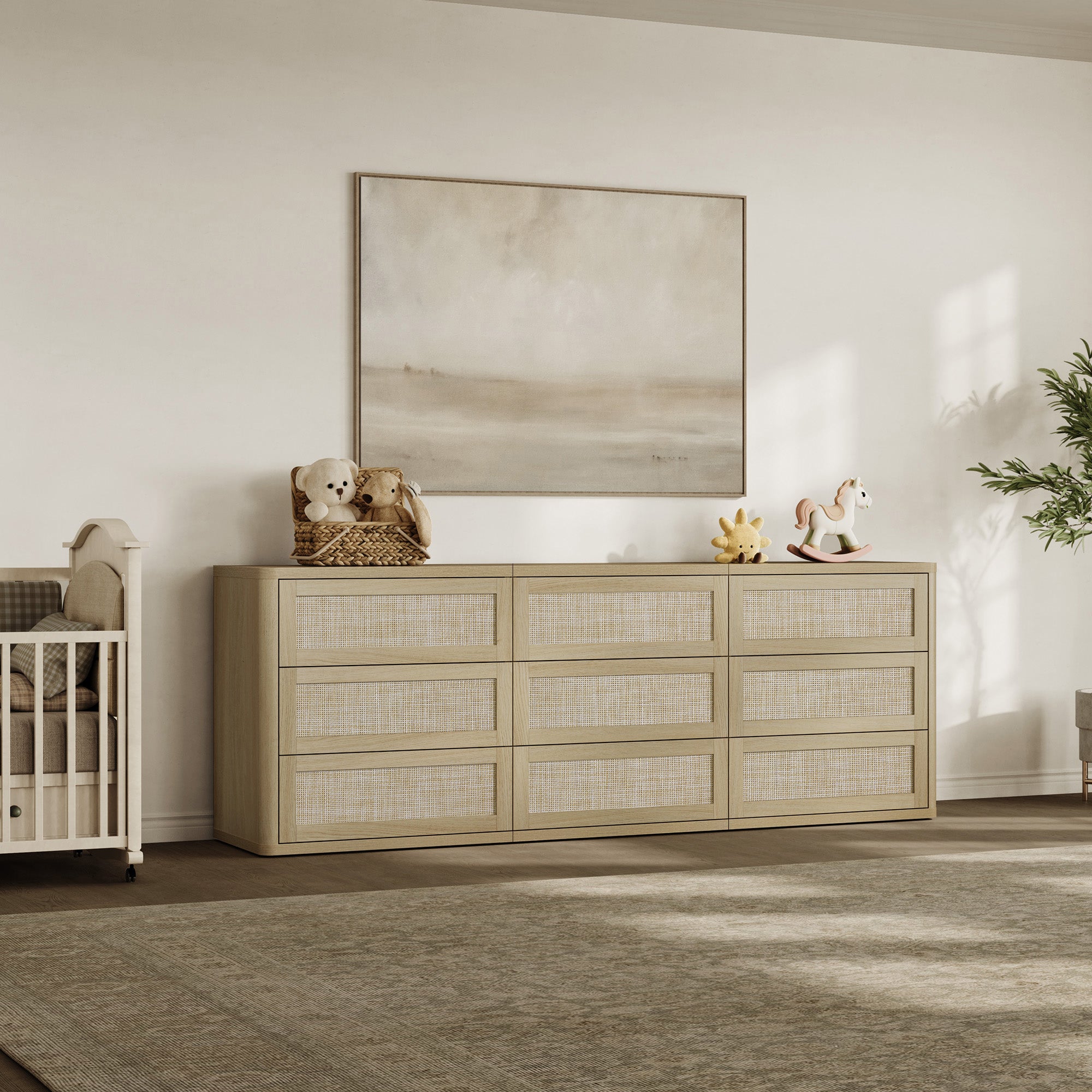 Zura Modular Large-Size Bedroom Sets, Rattan Style