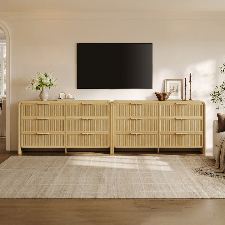 Alina 6 Drawers Dresser with Curved Edge, 55Inch Wide