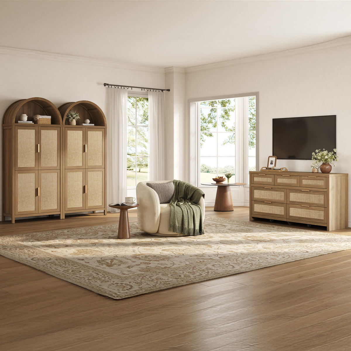 Savanna Rattan 7-Drawer Dresser for Bedroom Storage
