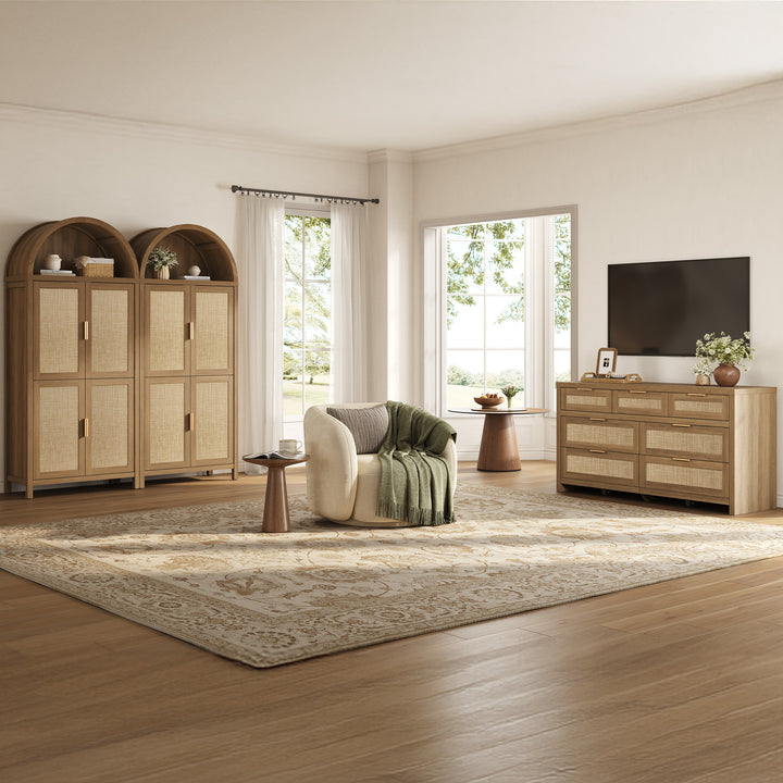 Savanna Rattan 7-Drawer Dresser for Bedroom Storage