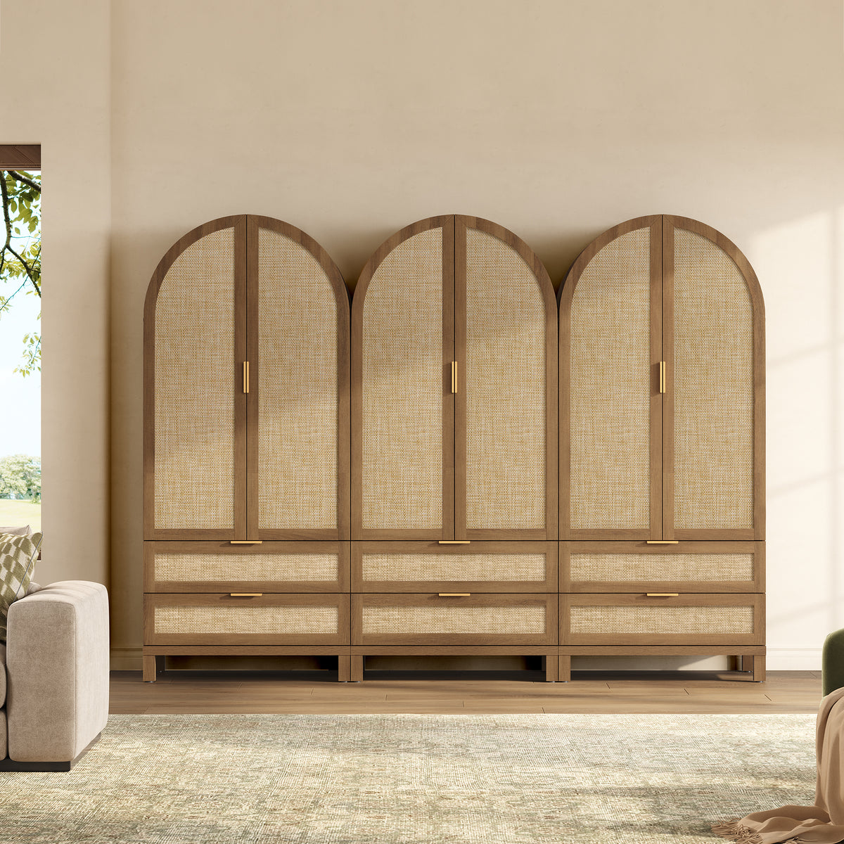 Savanna Arched Pantry Cabinet with Storage, 71Inch Tall