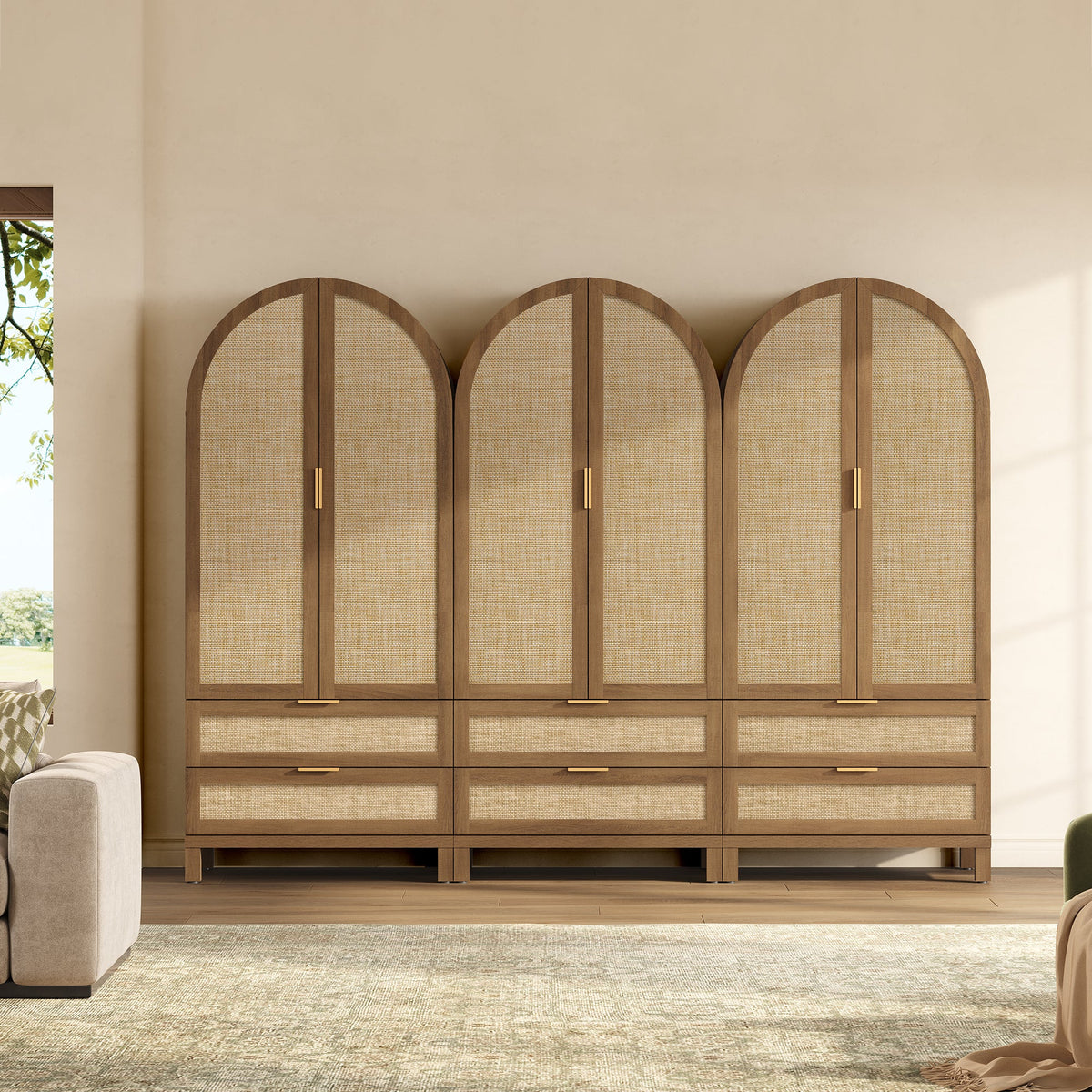 Savanna Arched Pantry Cabinet with Storage, Set of 2