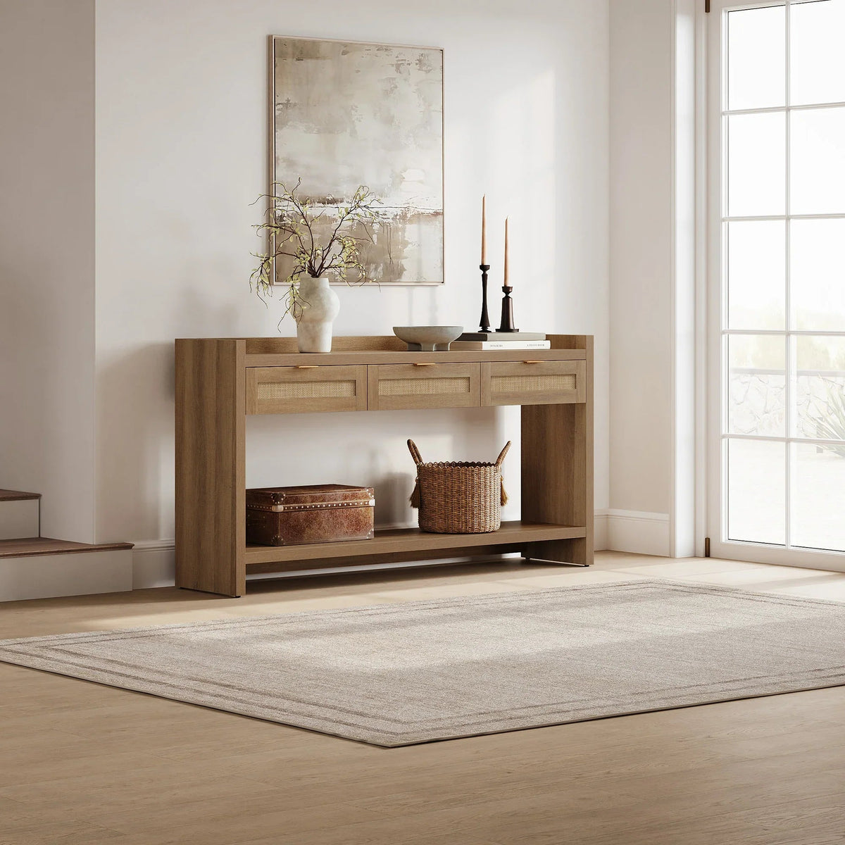 Savanna 60'' Wide Entryway Table with Storage, Boho Design