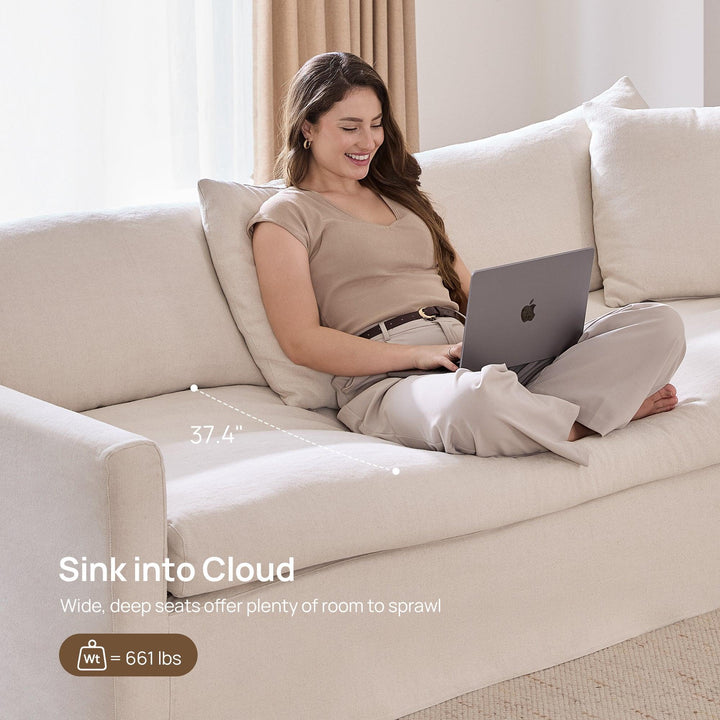 Eira Feather-Down Cushion Sofa, Deep Seat