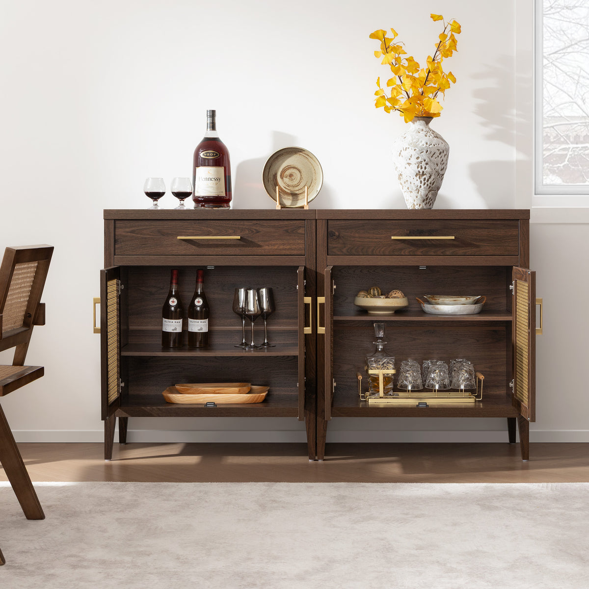 Andy Sideboard and 2-Drawers Nightstand Set