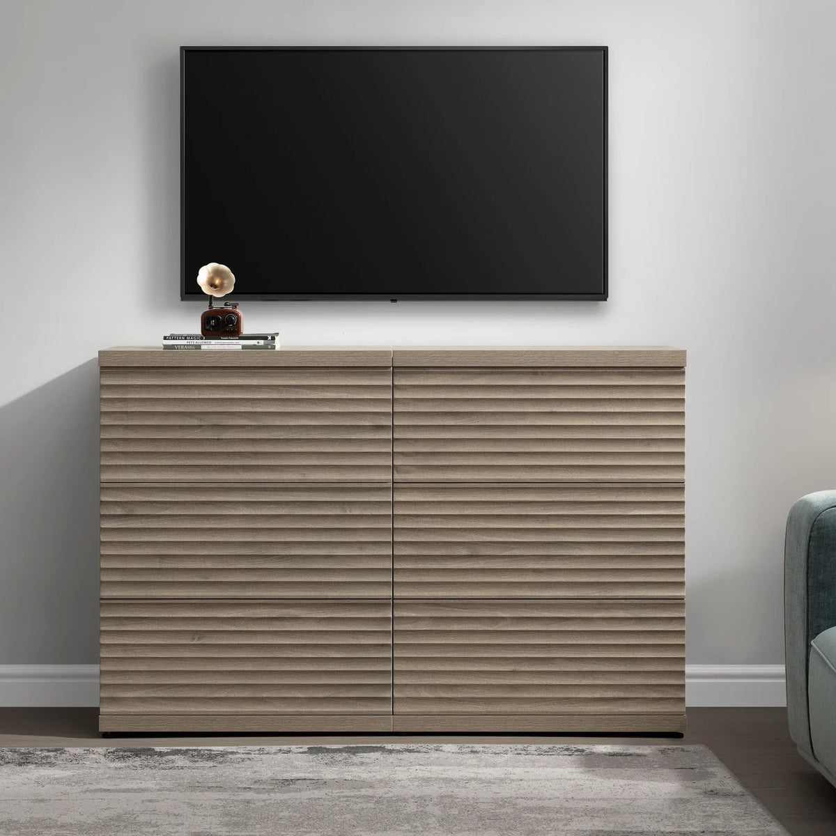 Stria Sideboard with 3 Drawers, Set of 2