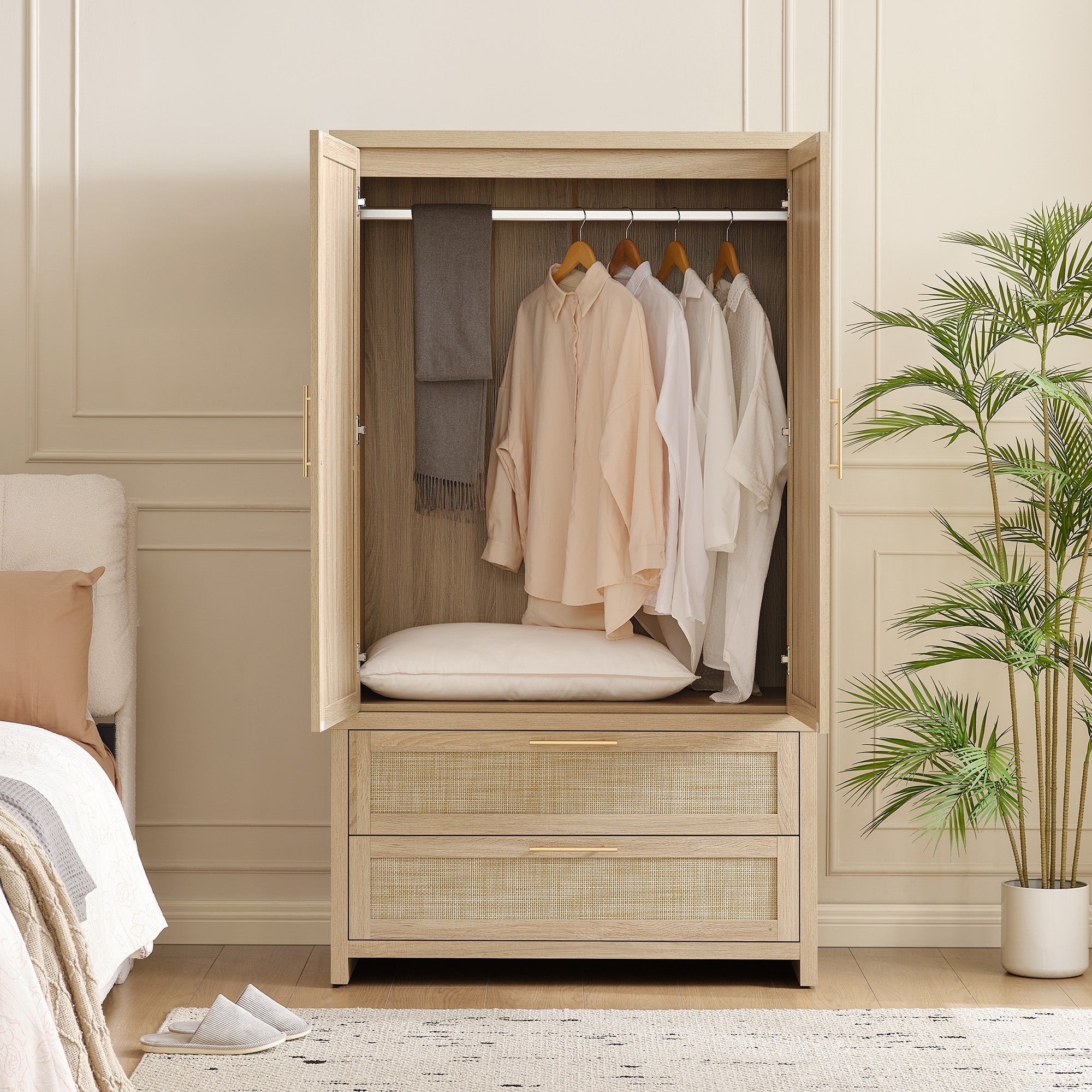 Savanna 6 Drawers Dresser, Wardrobe and Nightstands Set