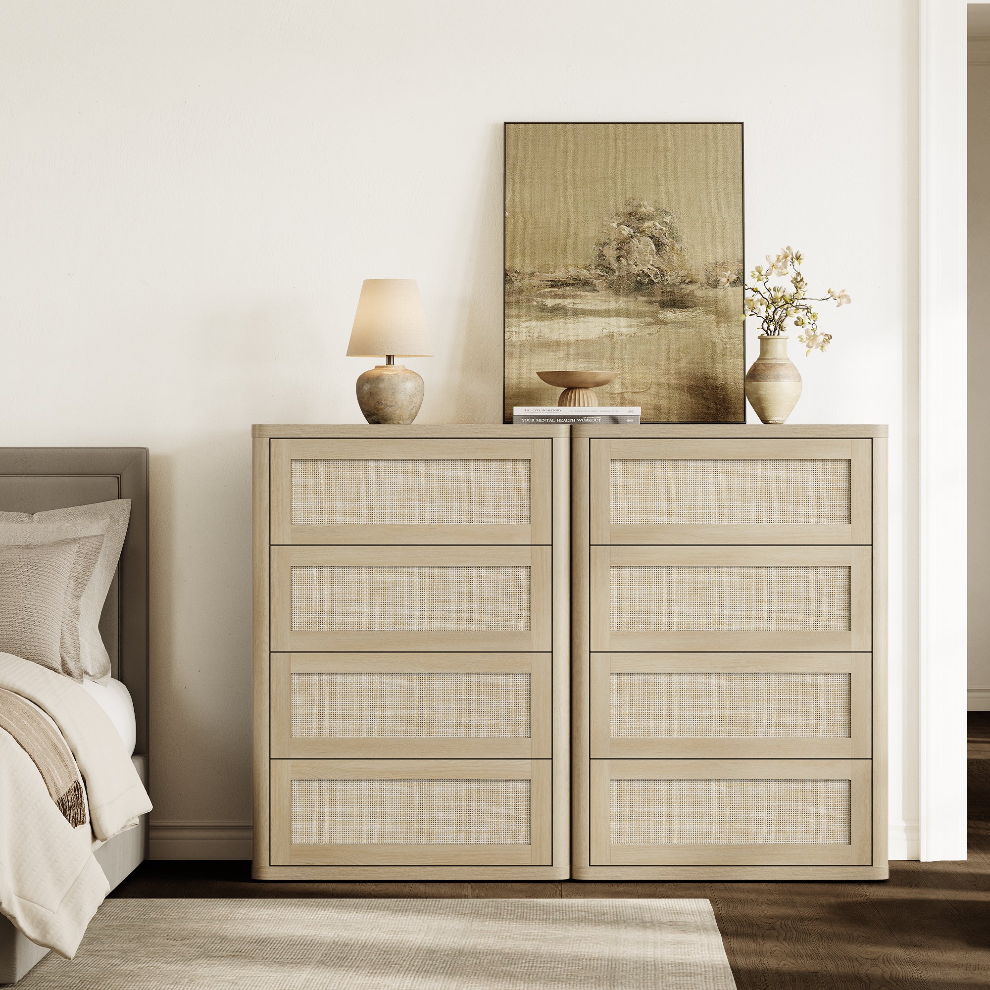 Zura Rattan Dresser with 4 Spacious Drawers