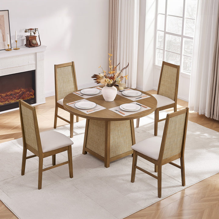 Savanna Upholstered Dining Chair, Solid Wood Frame, Set of 4