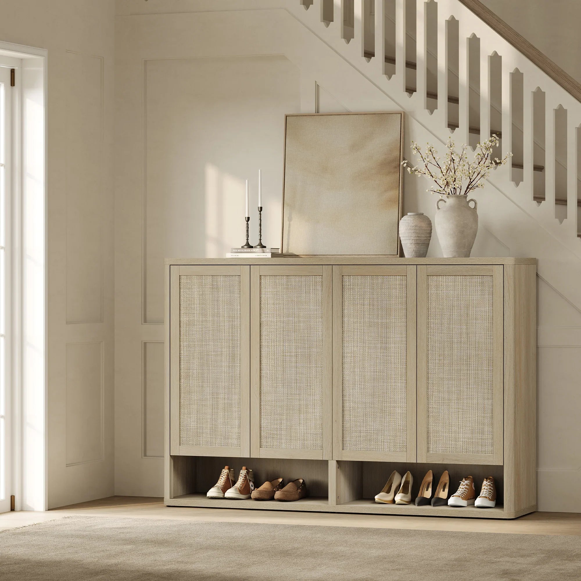 Zura Modular Rattan Shoe Cabinet, 40 Pairs