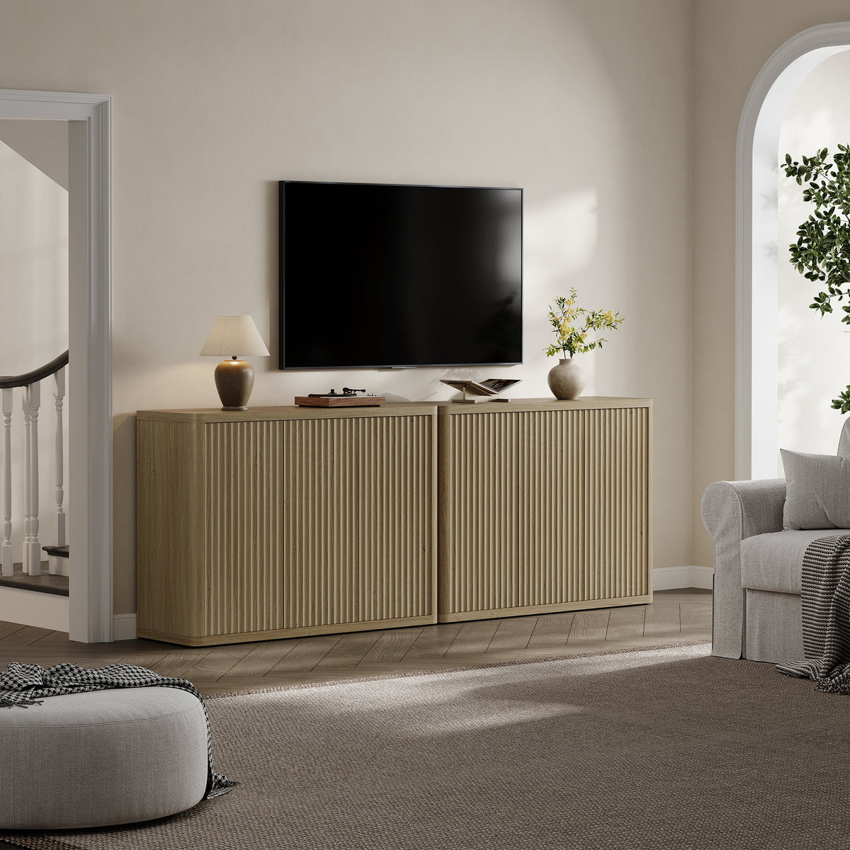 Cas Sideboard Cabinet with 3 Doors, Set of 2