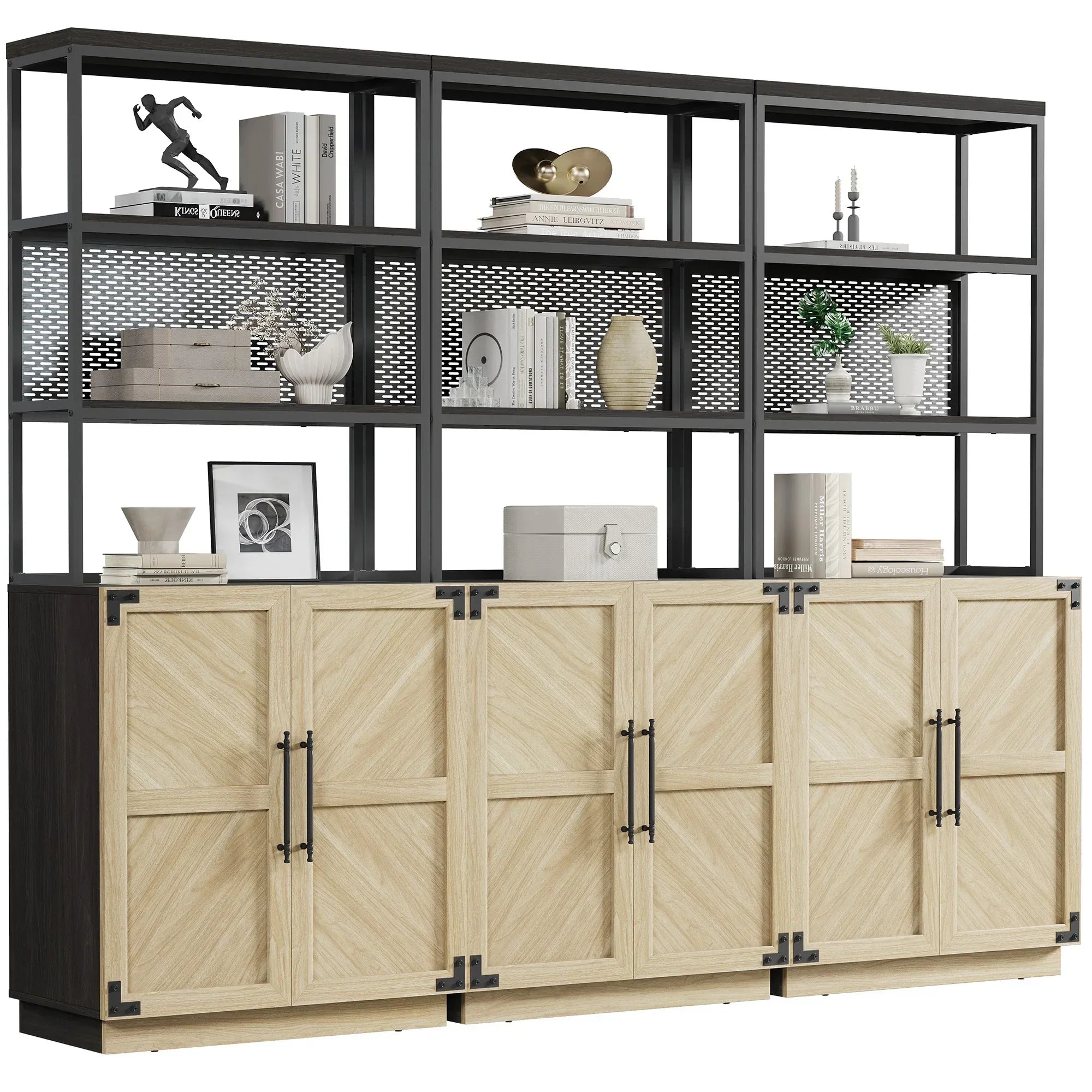 Willow 2 Doors Bookshelf, 75.3 Inch Tall