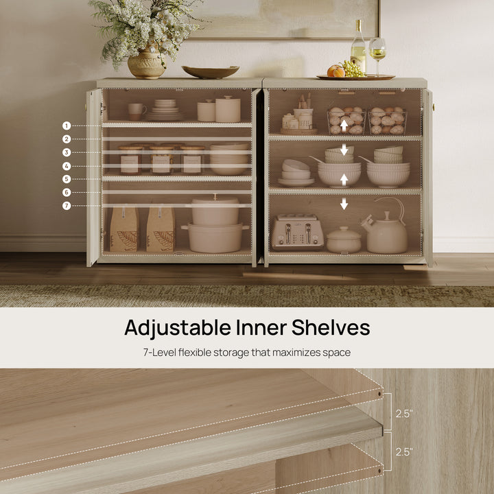 SICOTAS 33.7"W Sideboard Buffet Cabinet Set-WM