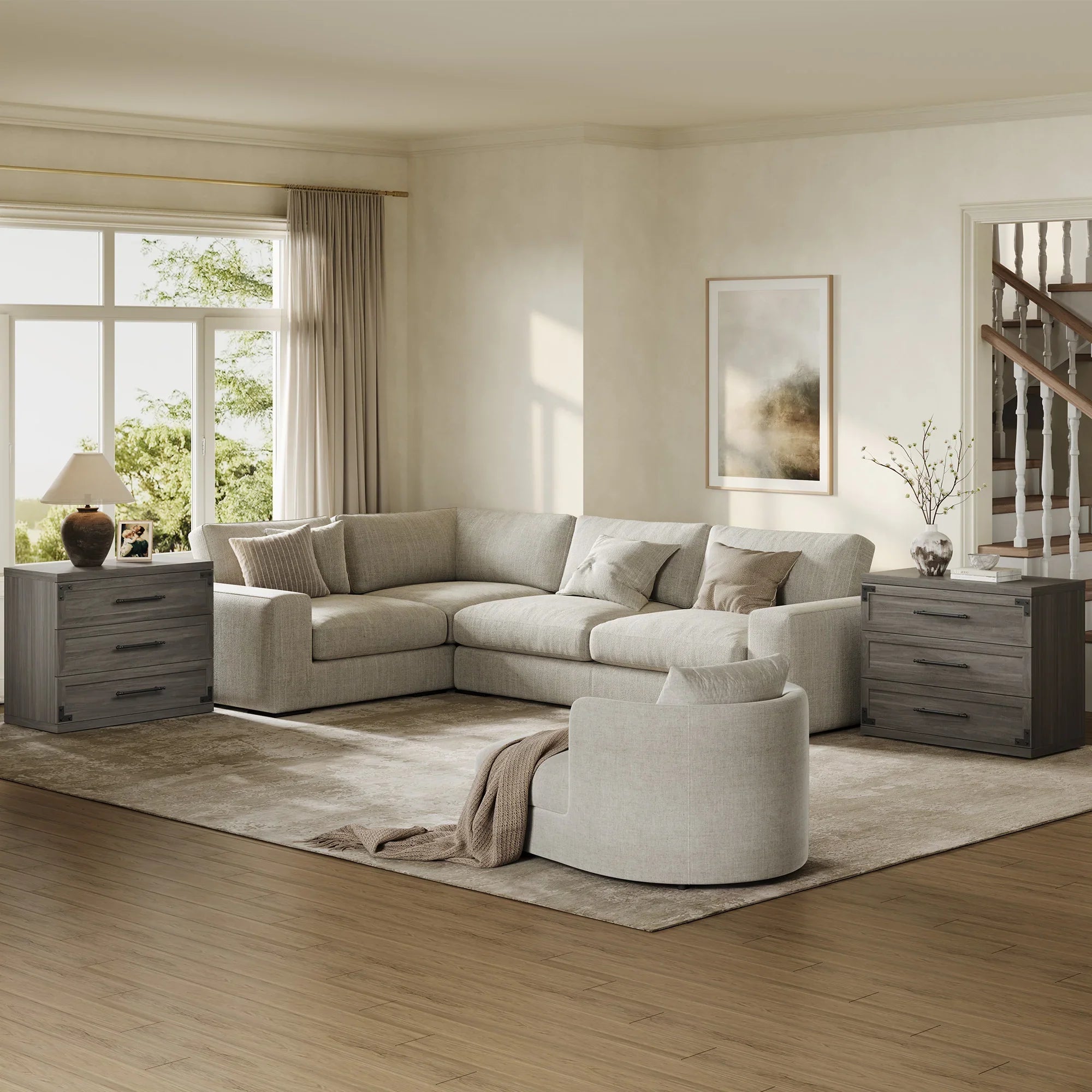 Willow 3-Drawers Nightstands Set