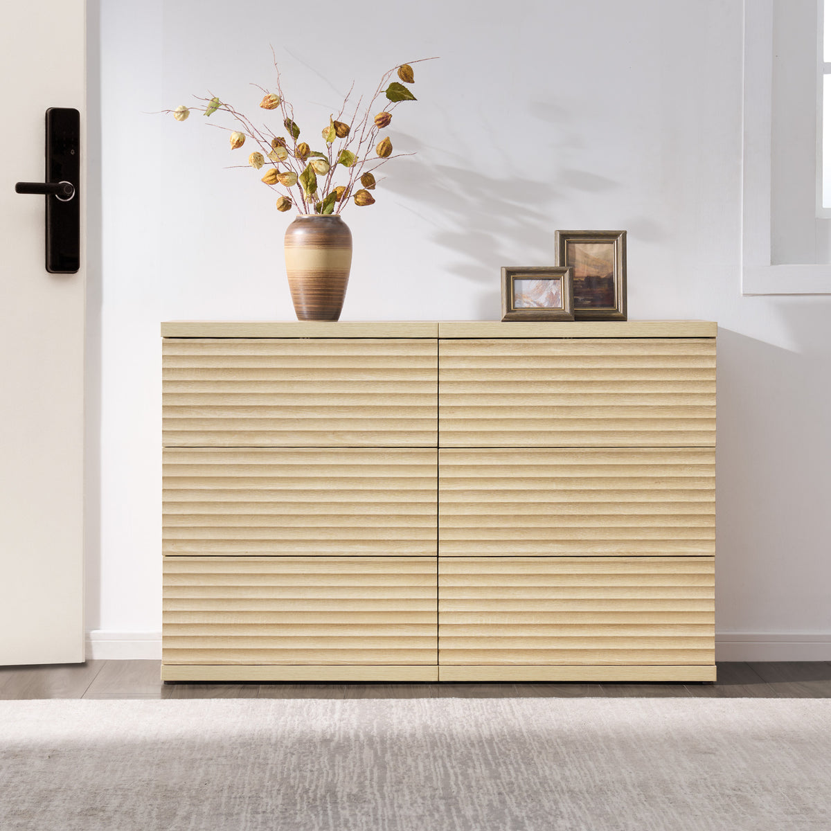 Stria 6 Drawers Dresser and Cas Nightstands Set