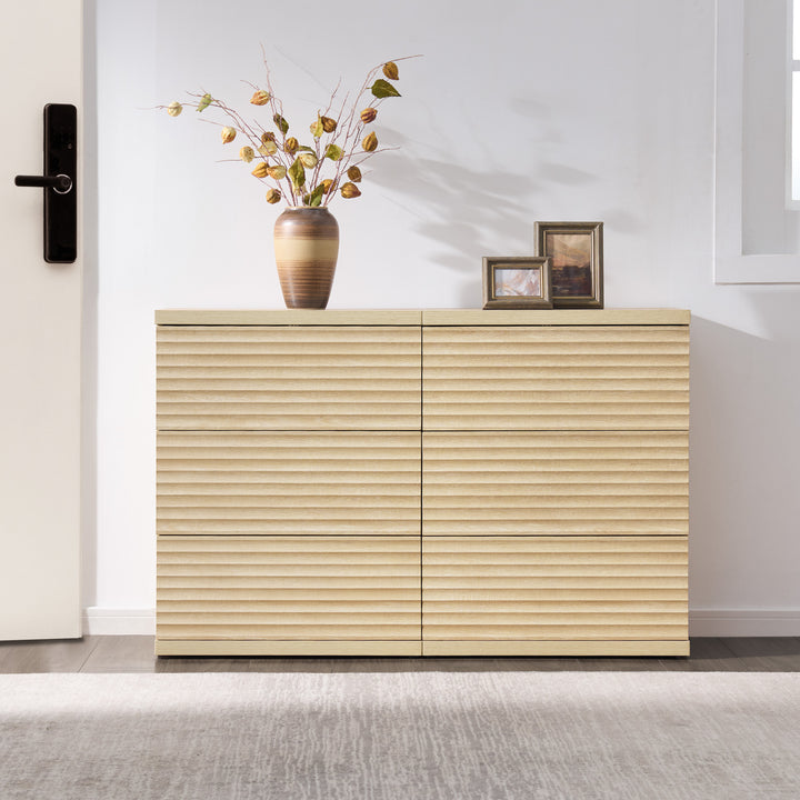 Stria 6 Drawers Dresser and Cas Nightstands Set