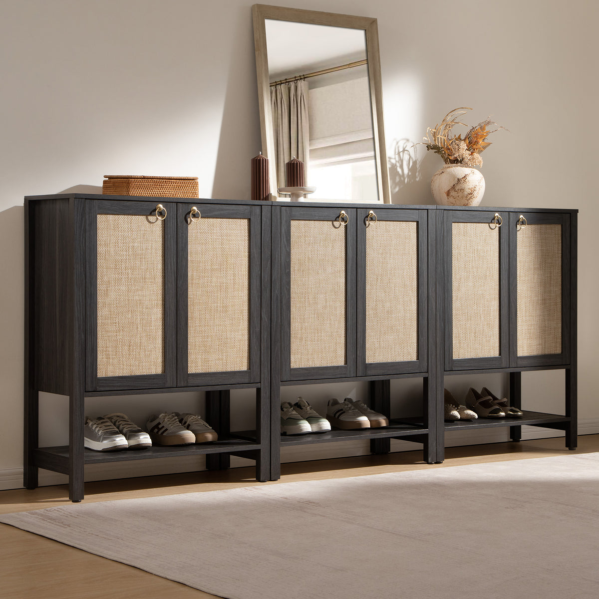 Terra Black Shoe Cabinet, 2 Doors