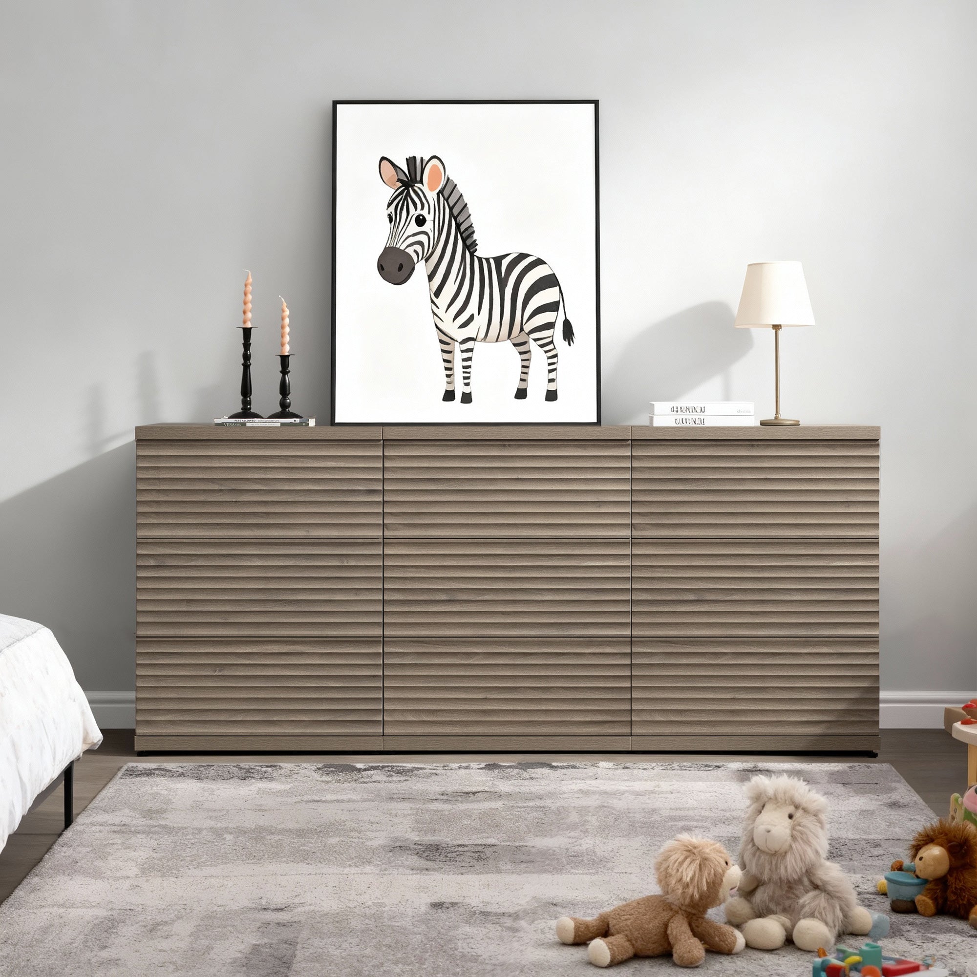 Stria 9-Drawer Dresser and Cas Nightstand Set