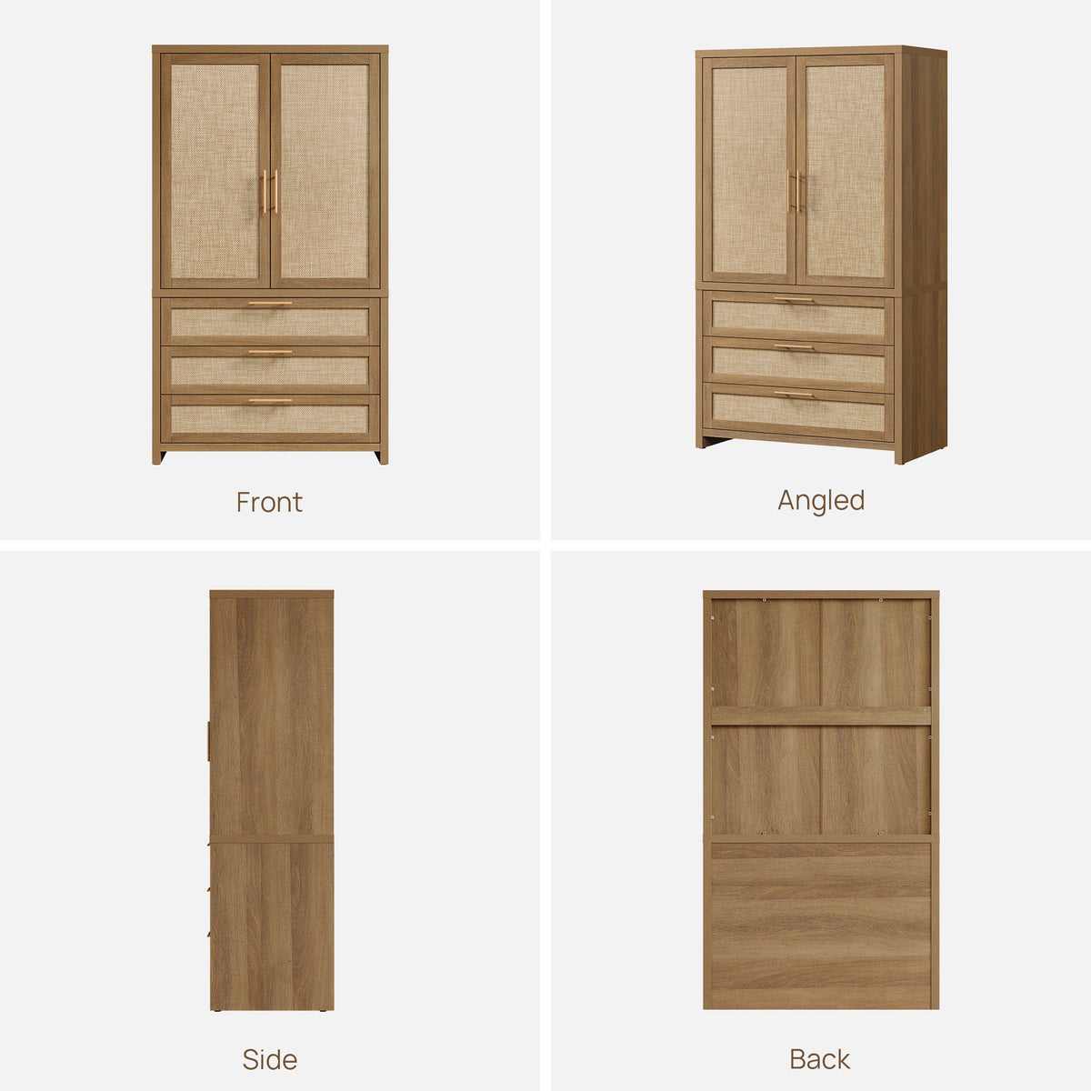 Savanna Boho Wardrobe, Large Storage, Set of 3