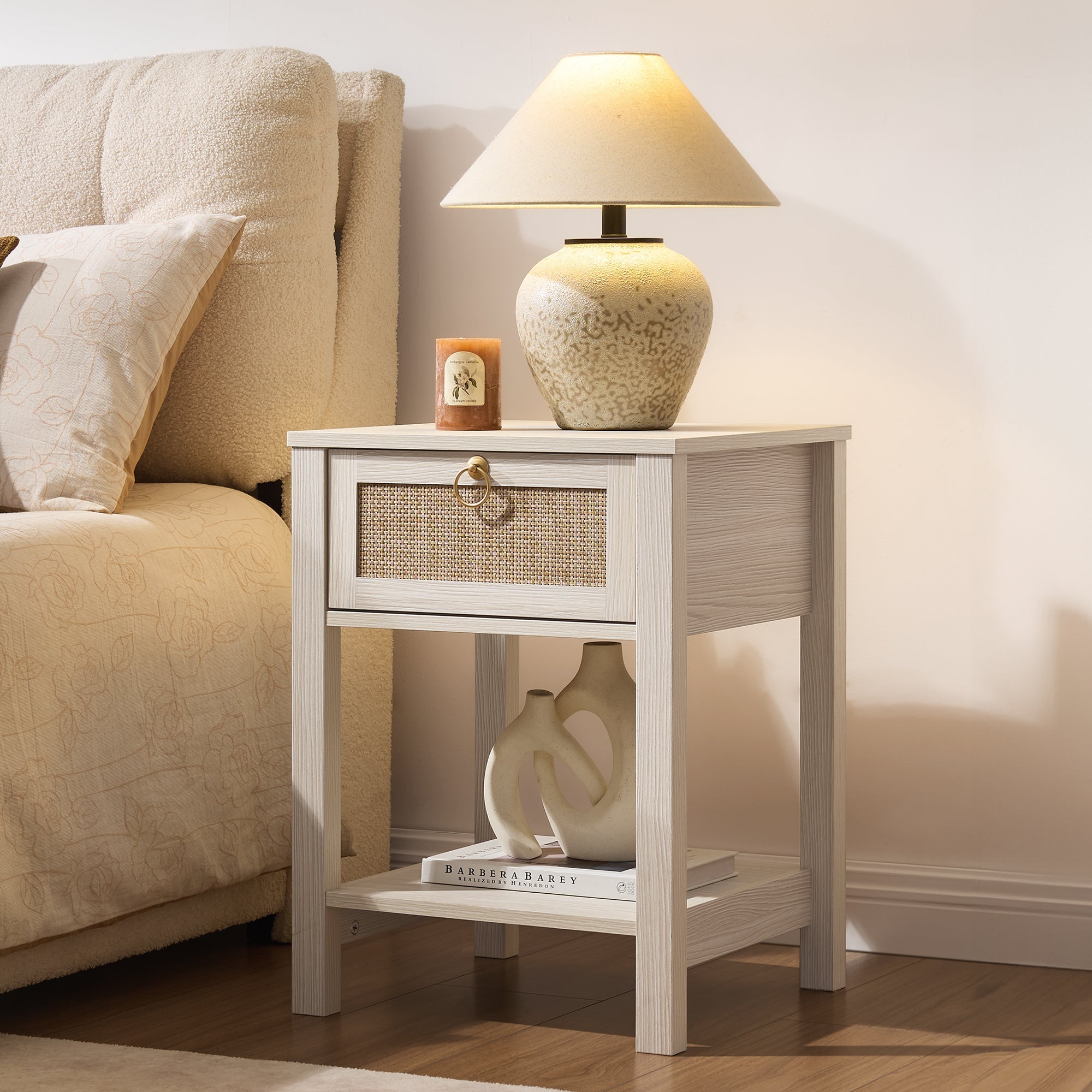 Terra Black Rattan Nightstand - 1 Piece - Carbon Cherry