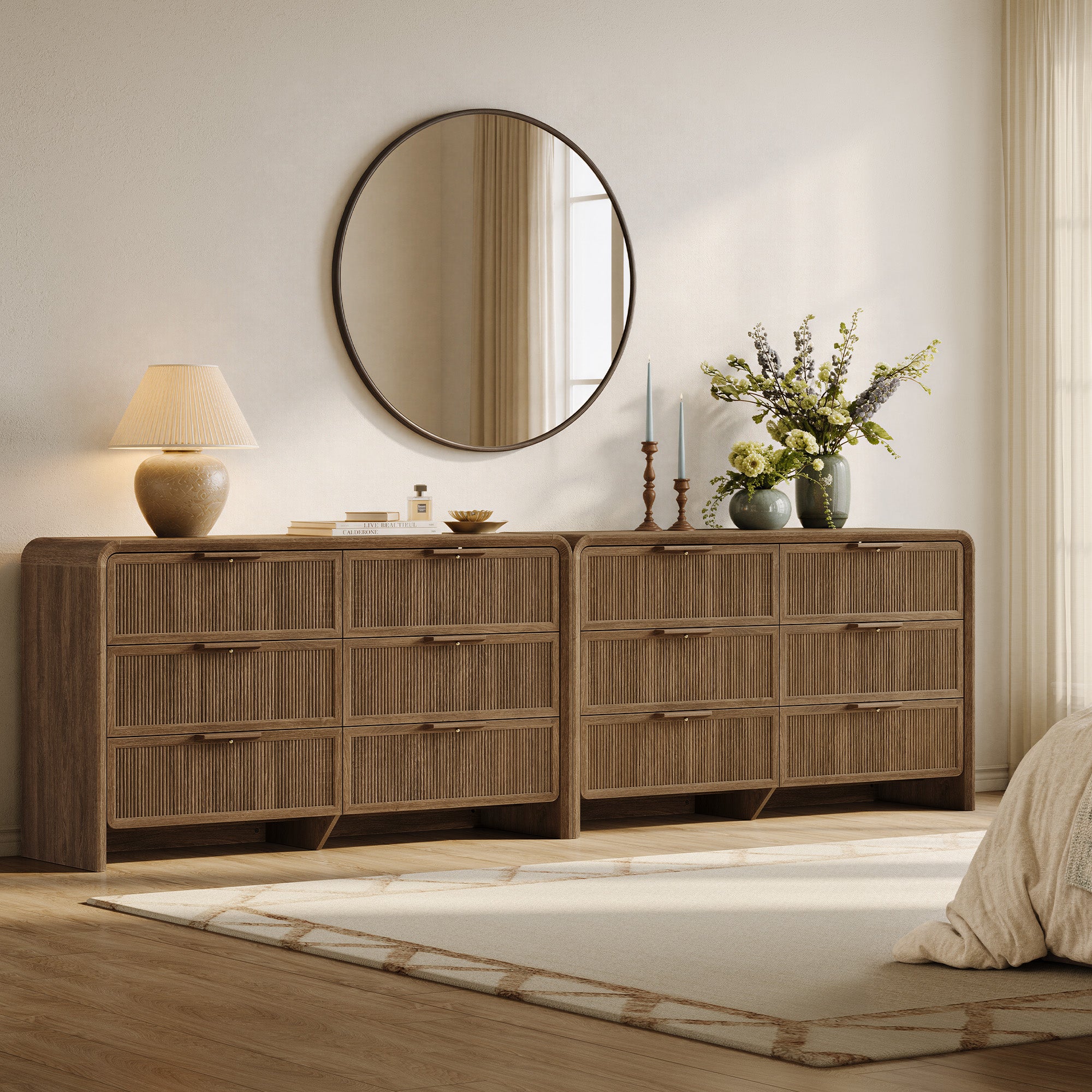 Alina 55'' Wide Bedroom Dresser with 6 Drawers, Set of 2