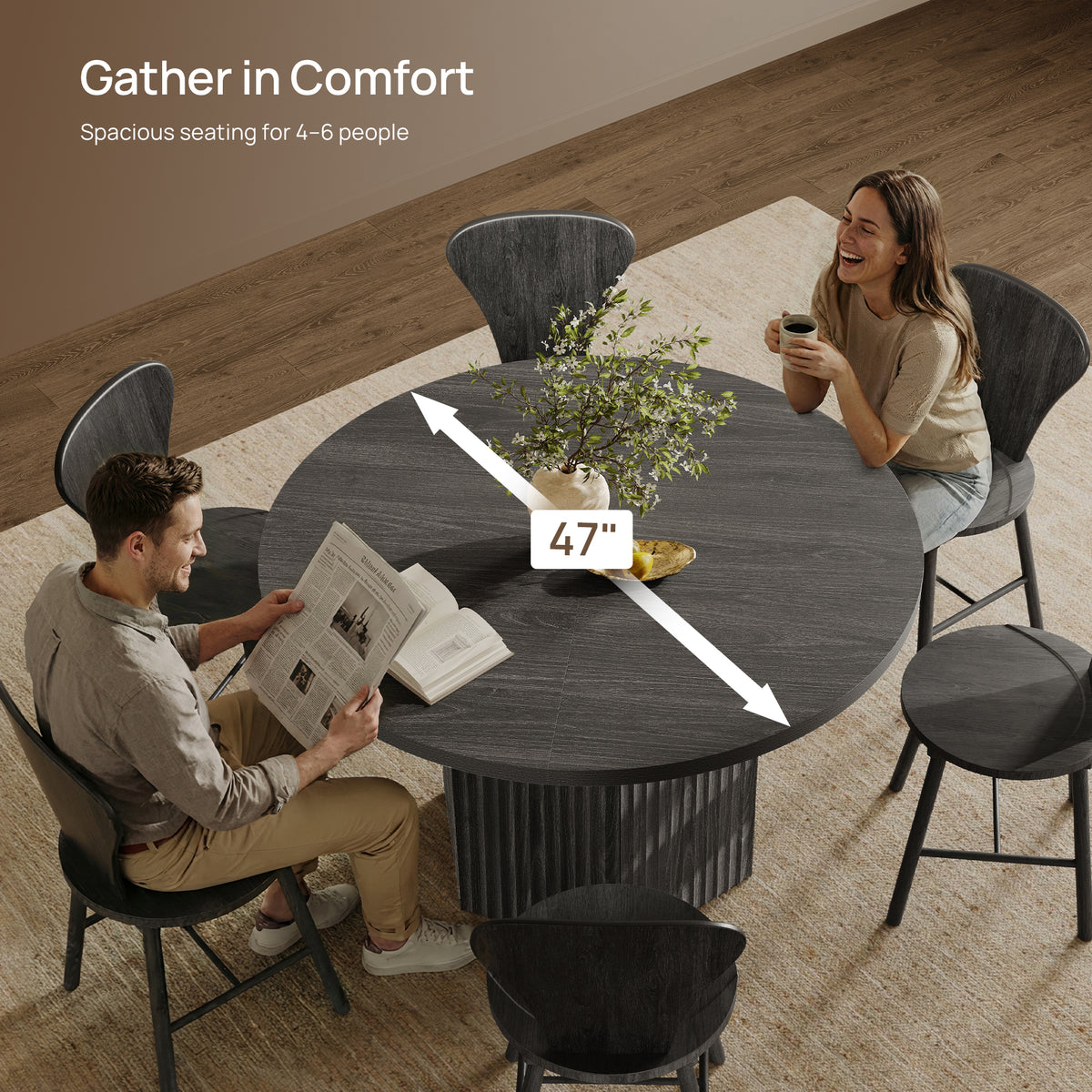 Cas Round Dining Table for 6
