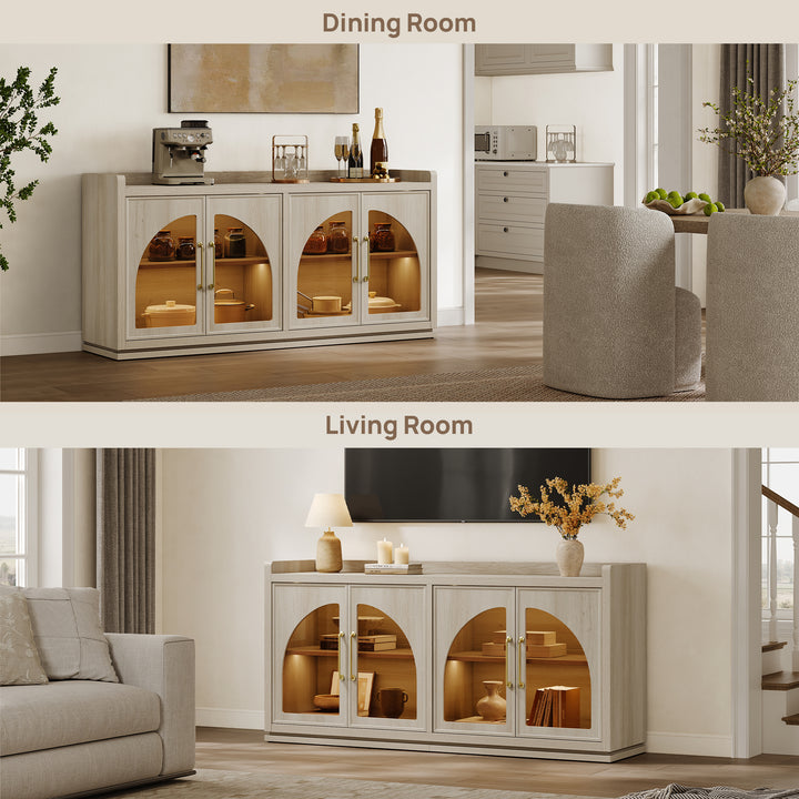 Helio Glass-Door Buffet Cabinet with Lights