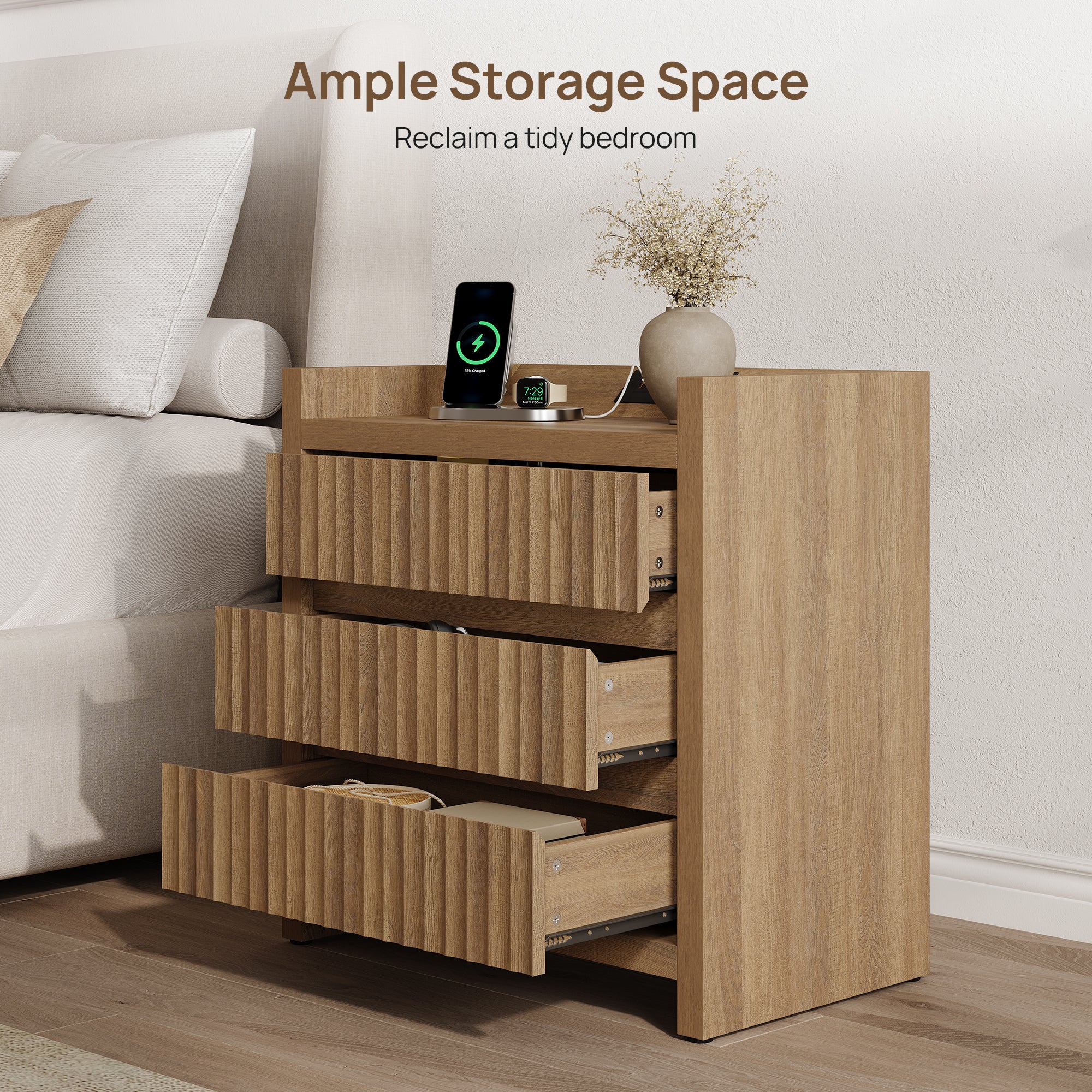 Prelude Large-Size Nightstand with Charger