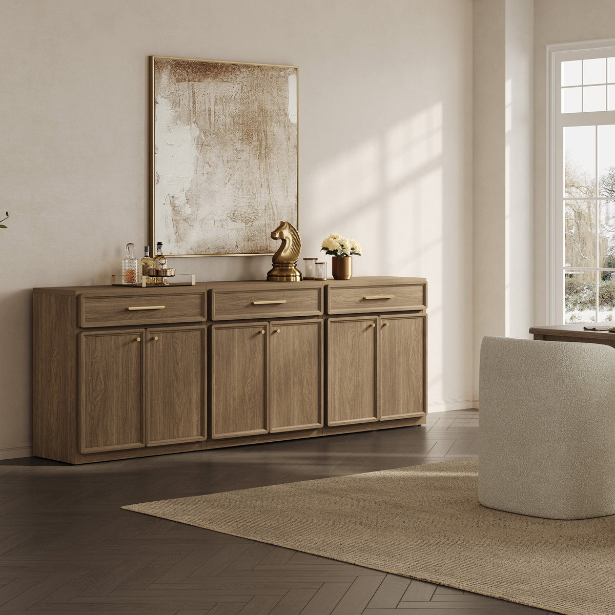 Crescent Sideboard Buffet Cabinet,Set of 3