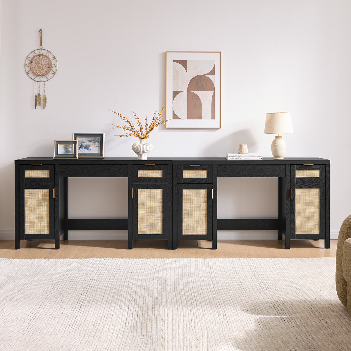 Savanna Black Makeup Vanity, Set of 2