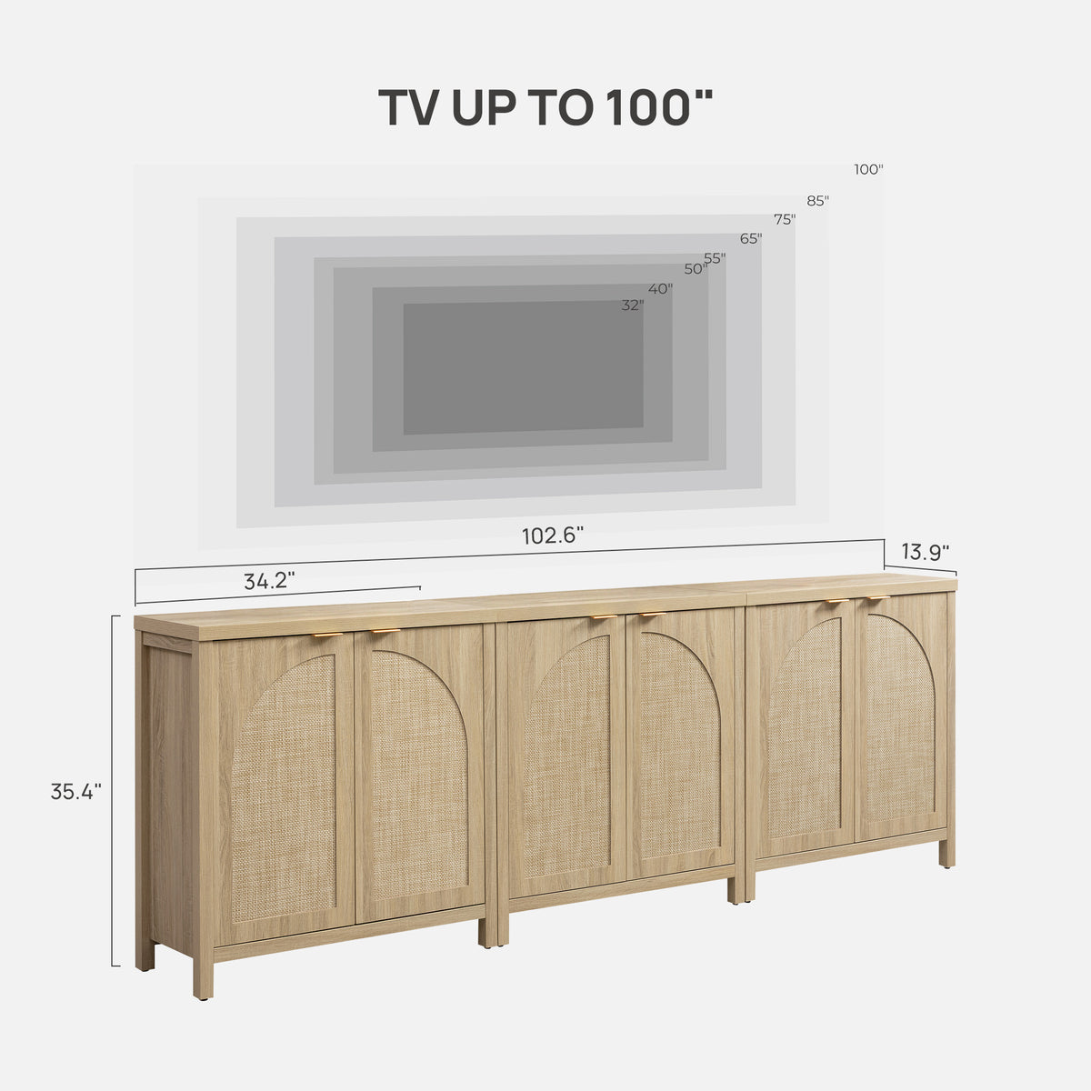 Savanna Sideboard Buffet with Arched Design, Set of 3