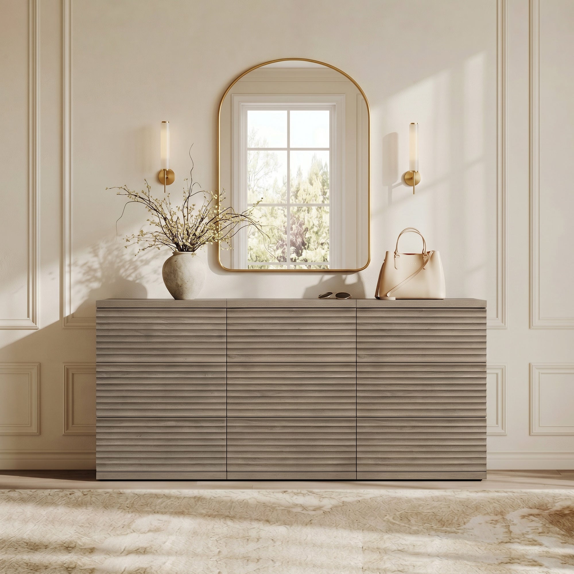 Stria 9-Drawer Dresser and Cas Nightstand Set