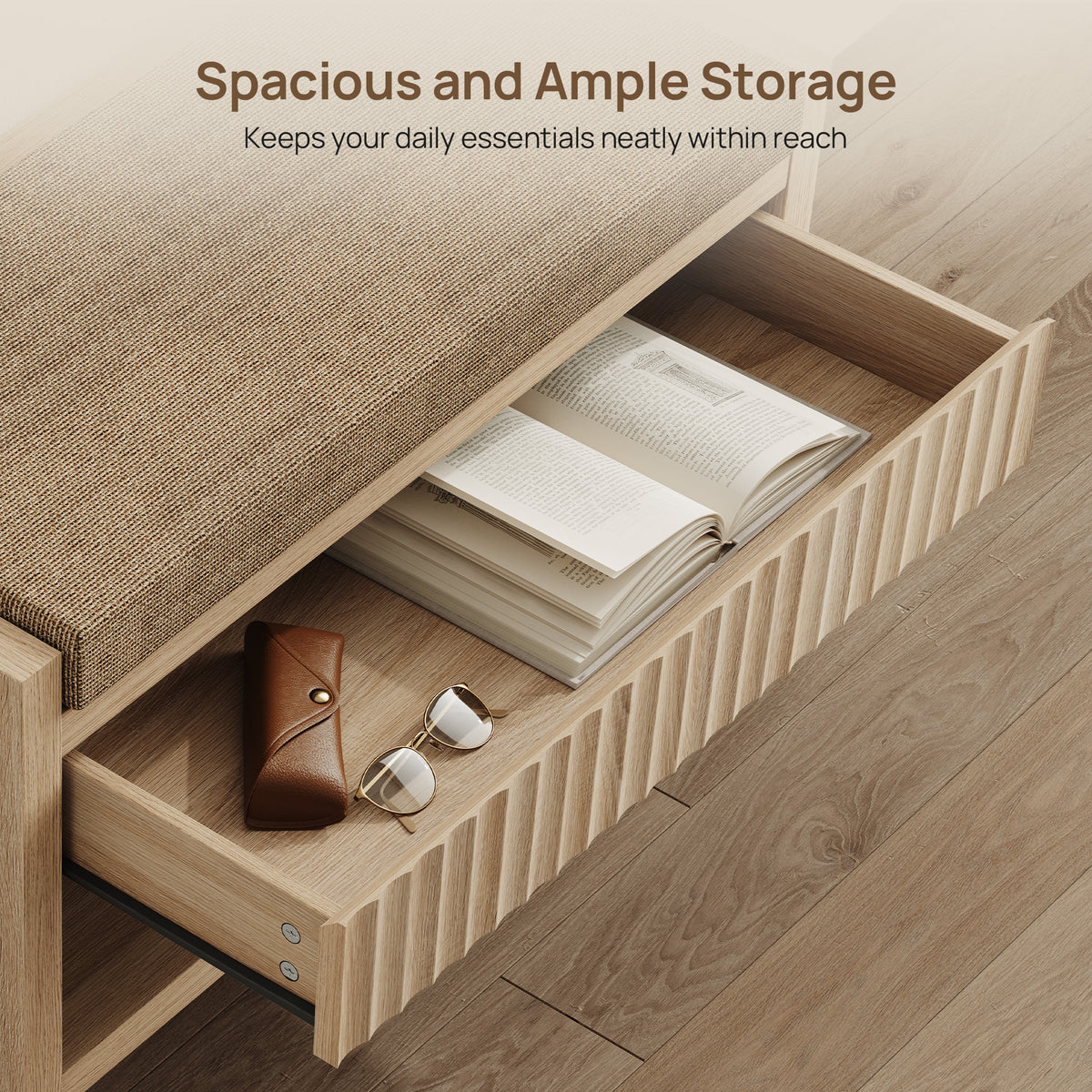 Prelude Upholstered Shoe Storage Bench for Entryway