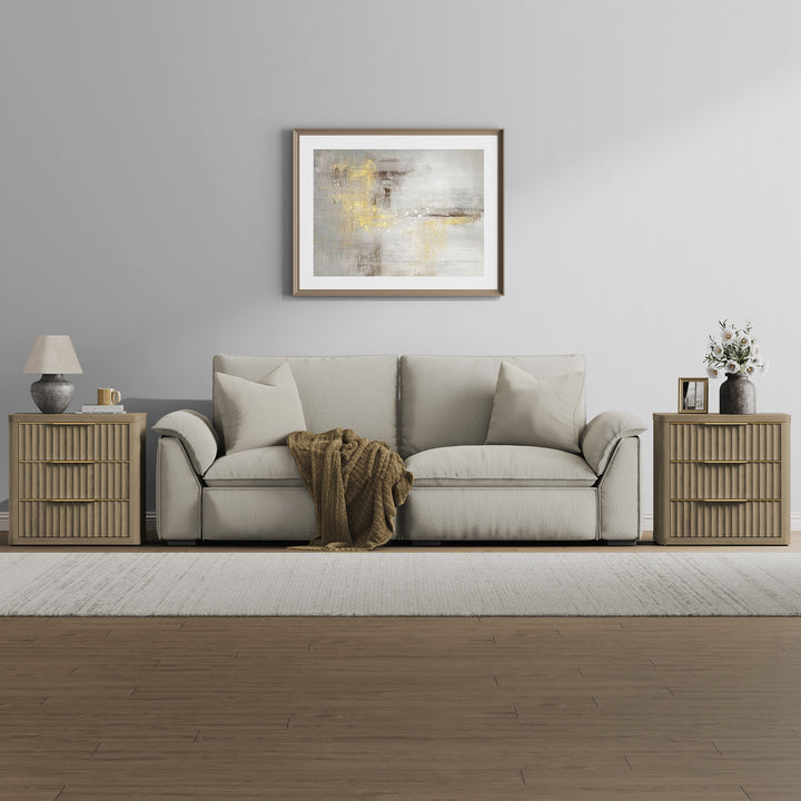 Cas Nightstands 3 Drawers, Golden Handle