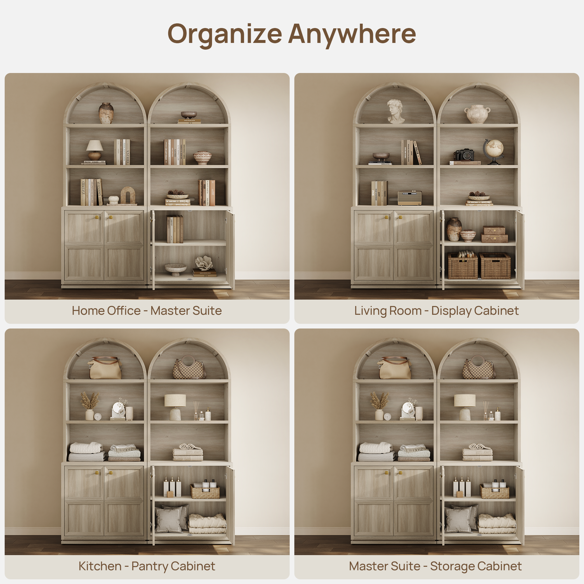 Helio 2-Door Arched Bookcase with Oval Cutout