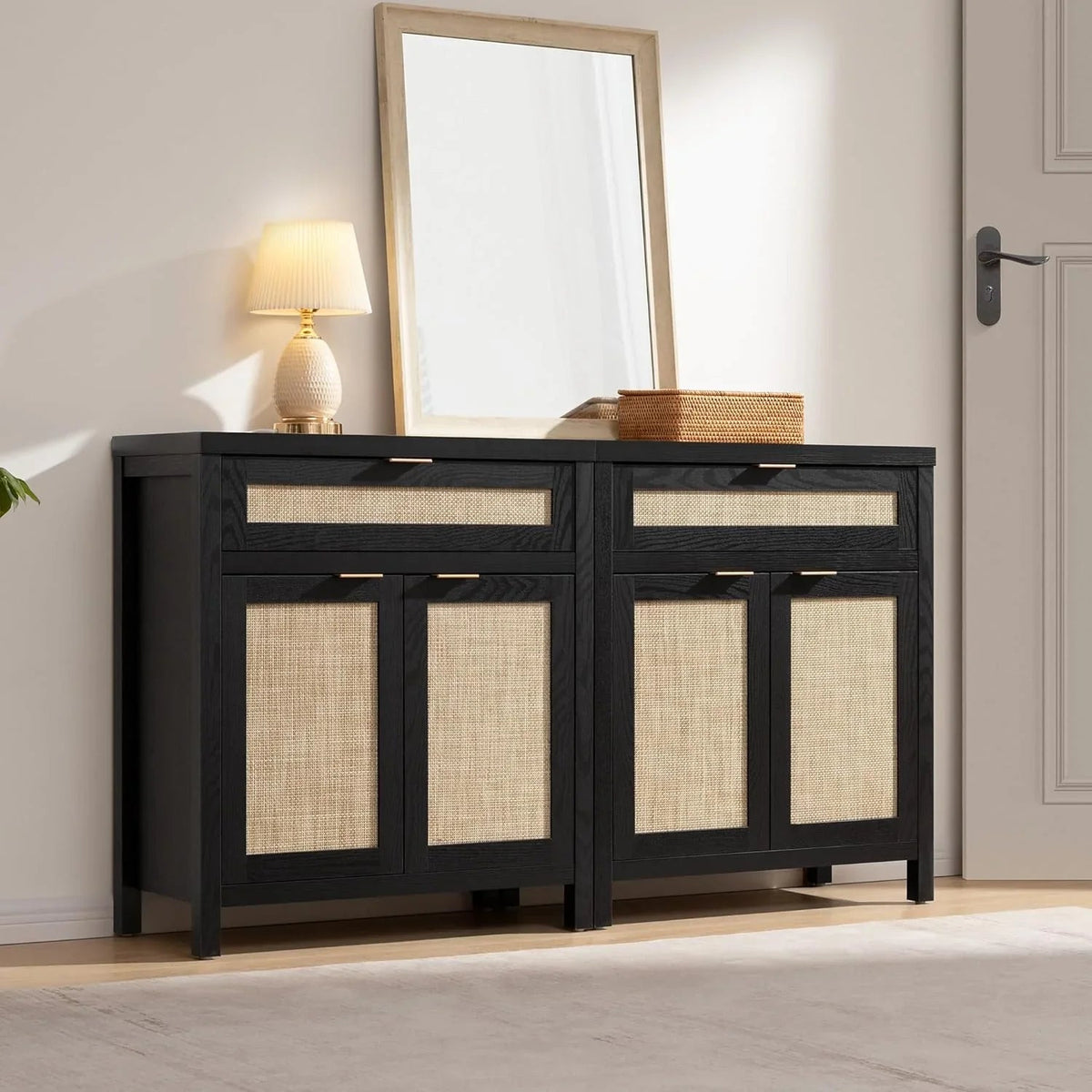 Savanna Black Storage Buffet Cabinet with Drawers