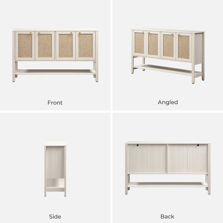 Terra TV Stand, 4 Doors, White Cream Oak, Set of 2