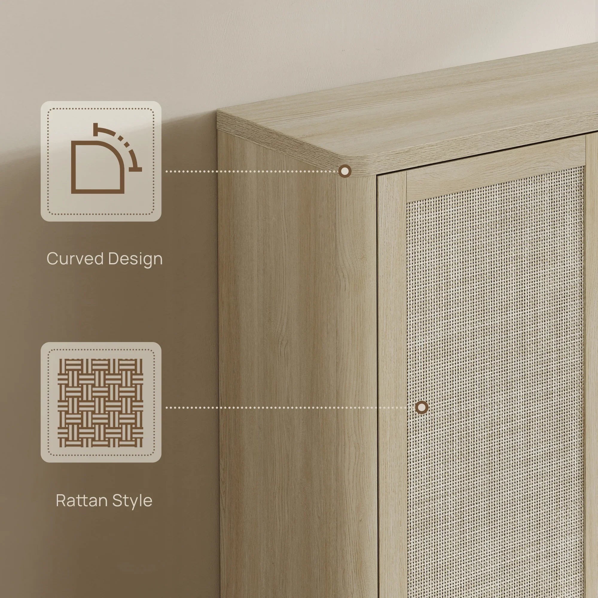 Zura Modern 3-Piece Rattan Shoe Cabinet