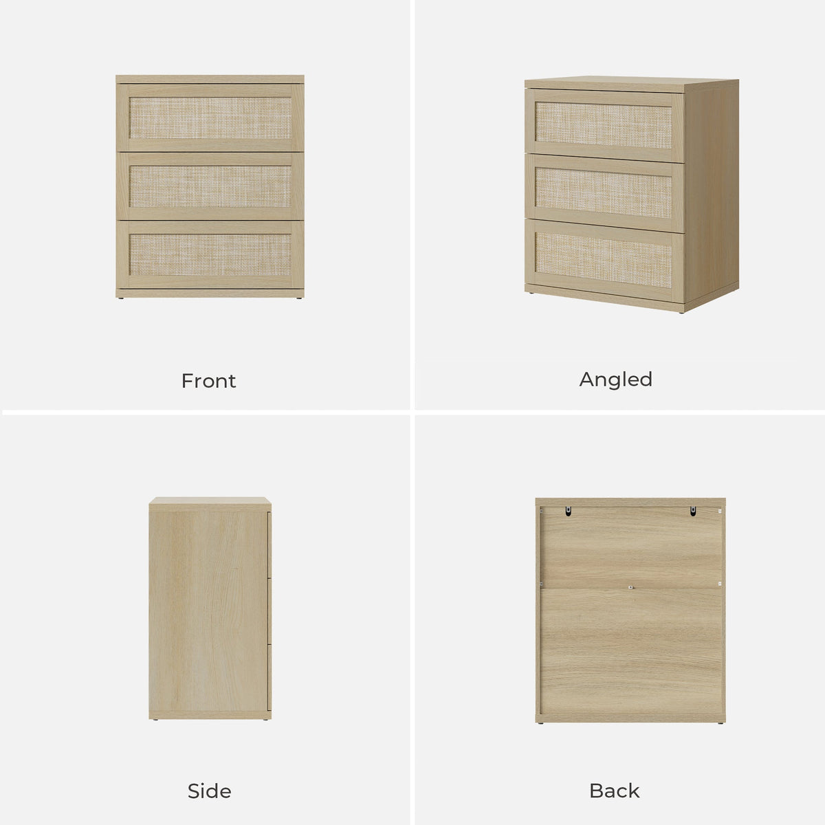 Zura Modern Rattan 6 Drawers Dresser, Straight Edge