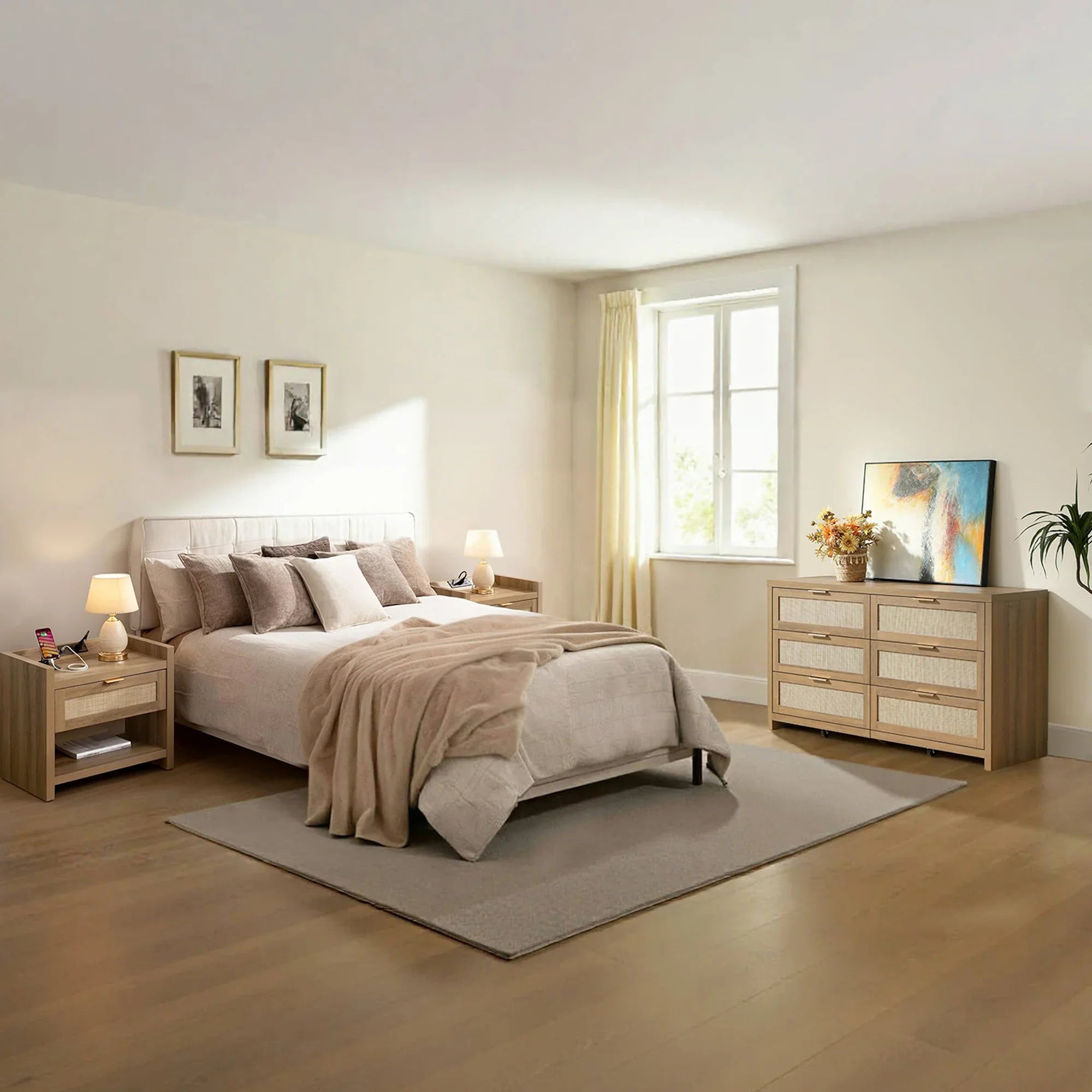 Savanna Nightstand and 6-Drawers Dresser Set