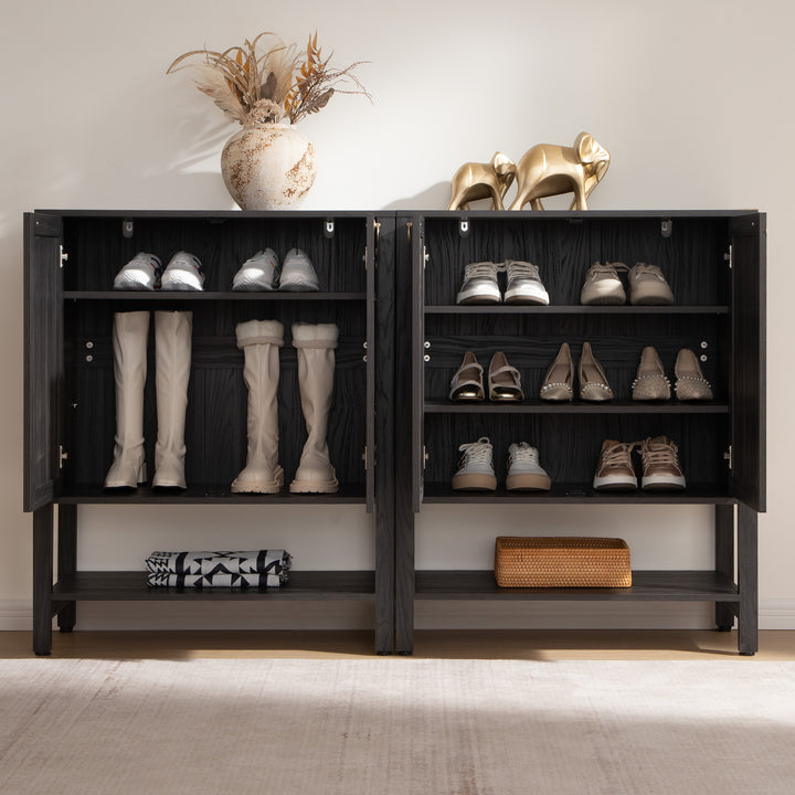 Terra Black Shoe Cabinet, 2 Doors, Set of 2