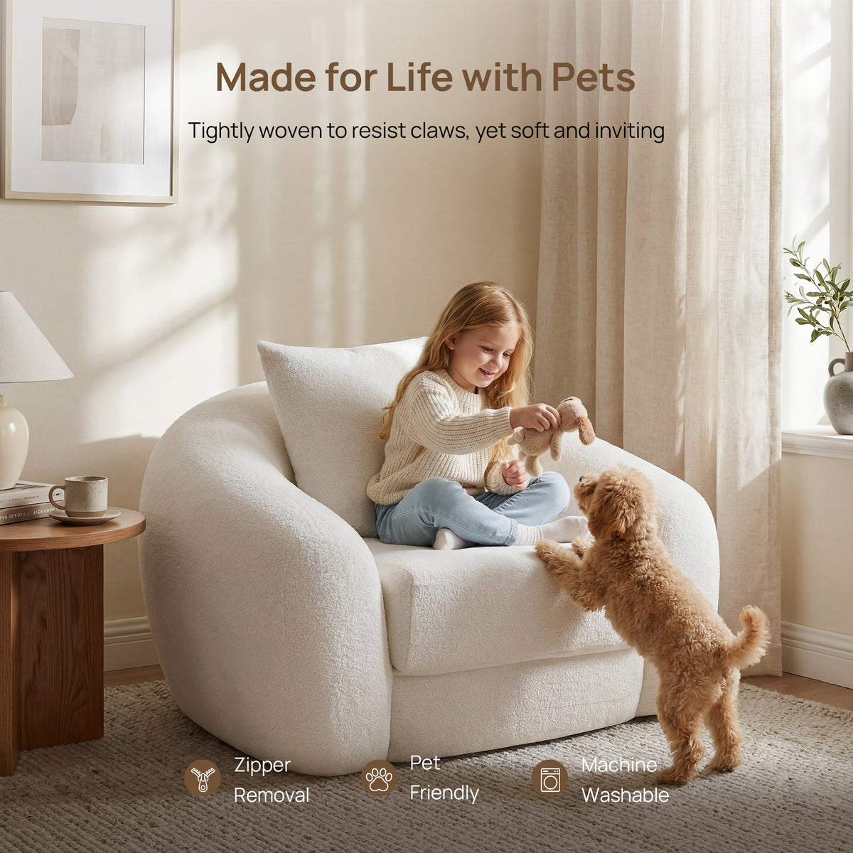 Nimbus White 90'' Sofa and 50'' Armchair Set