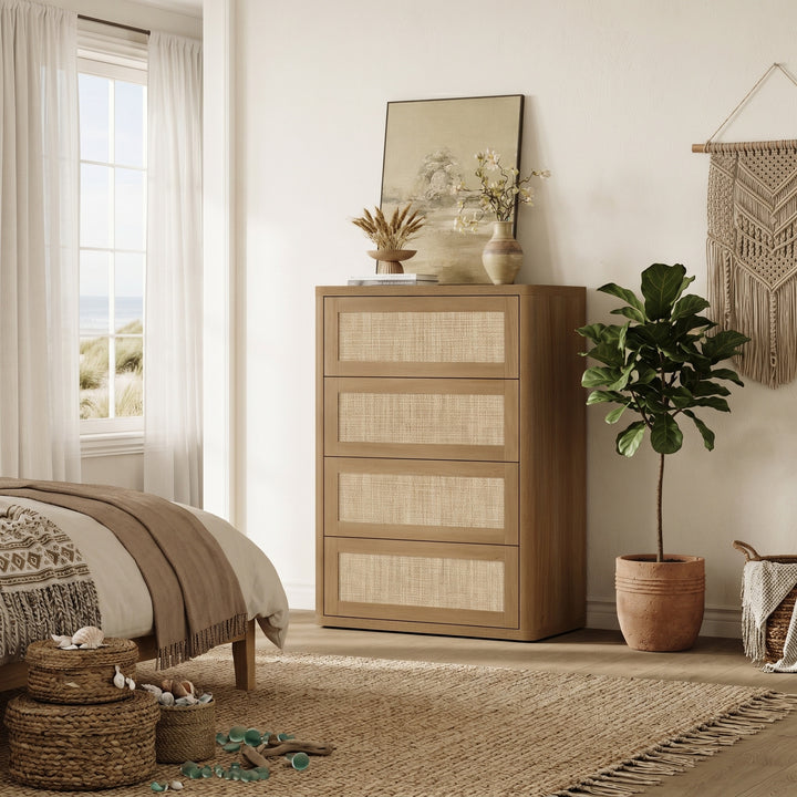 Zura Rattan 4-Drawer Dresser