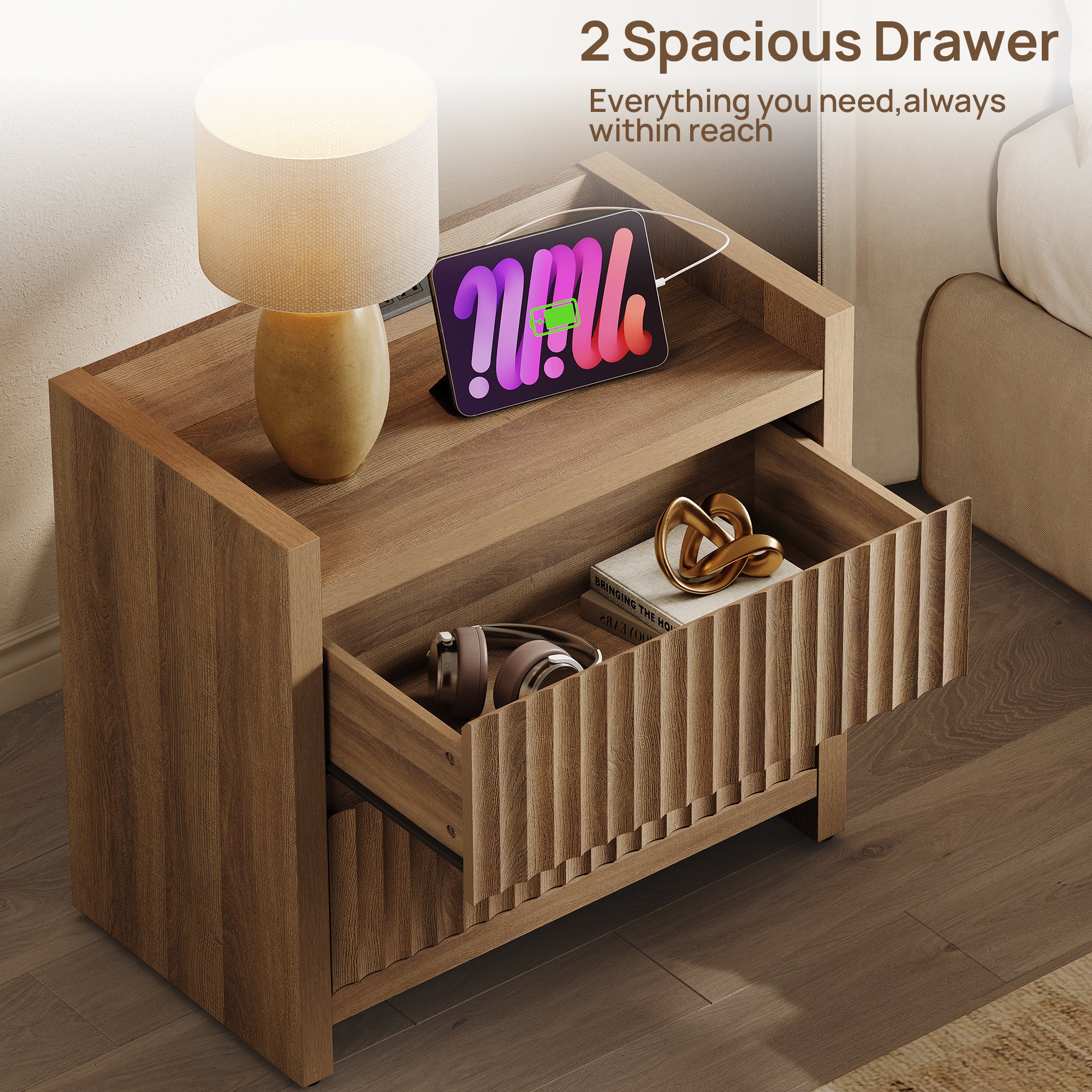 Prelude Nightstand with Charger Station